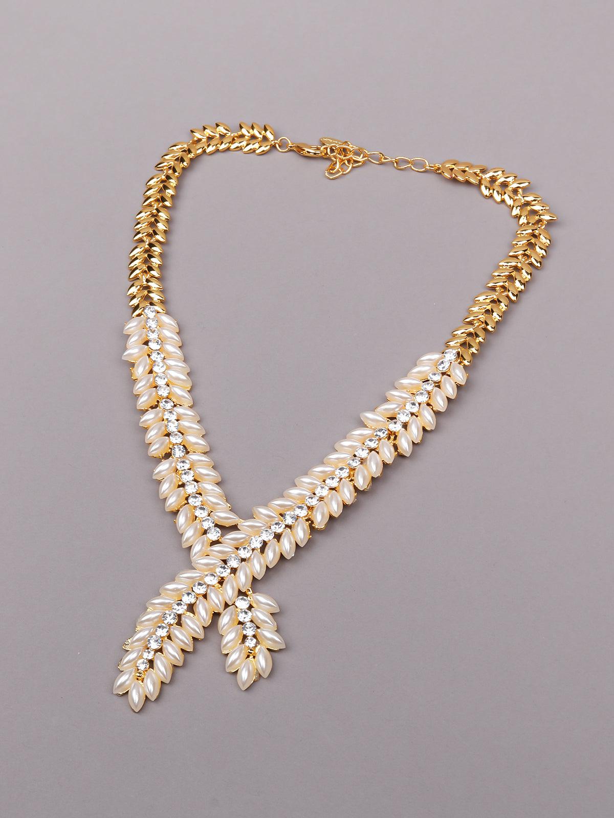 Women's Gorgeous Studded Necklace Set - Gold - Odette