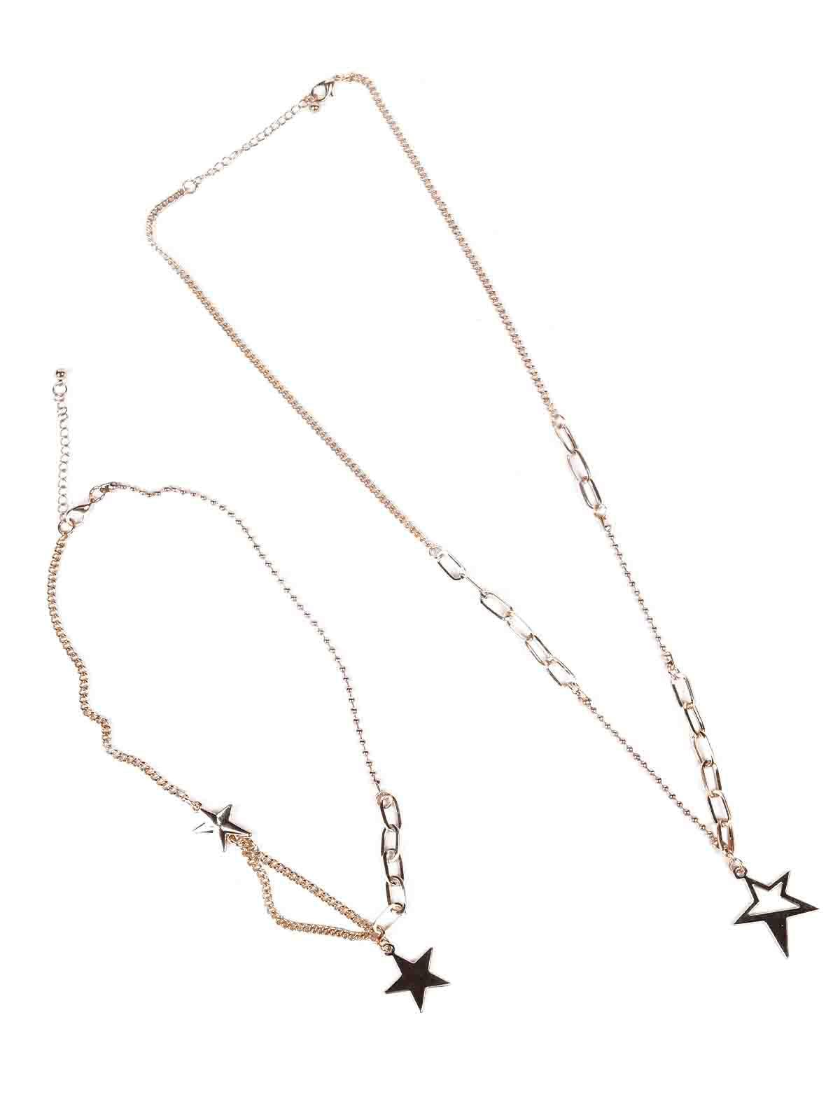 Women's Gorgeous Two-Piece Star Pendant Necklace -Gold - Odette