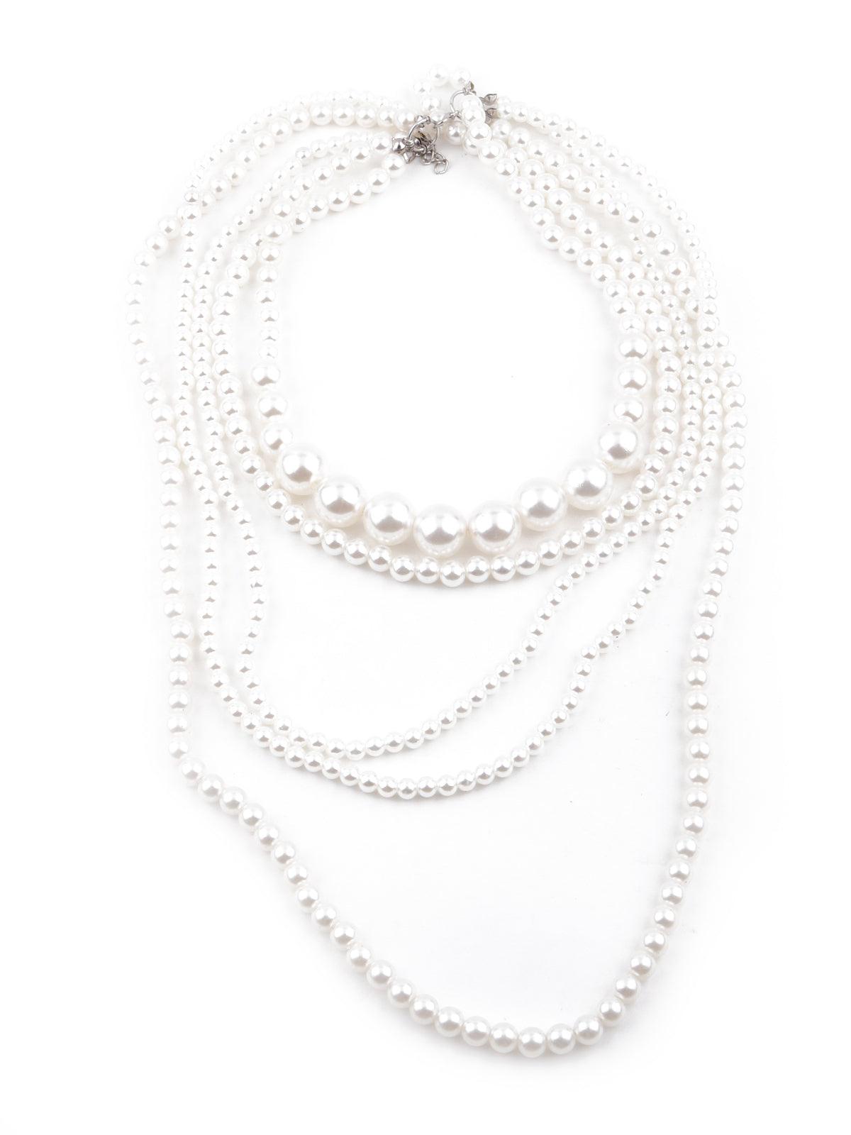 Women's Gorgeous White Artificial Pearl Layered Necklace For Women - Odette