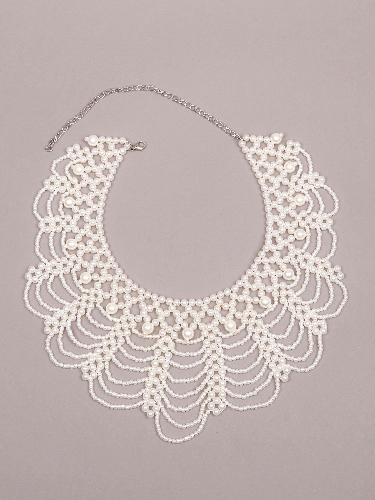 Women's Gorgeous White Pearl Choker Necklace - Odette