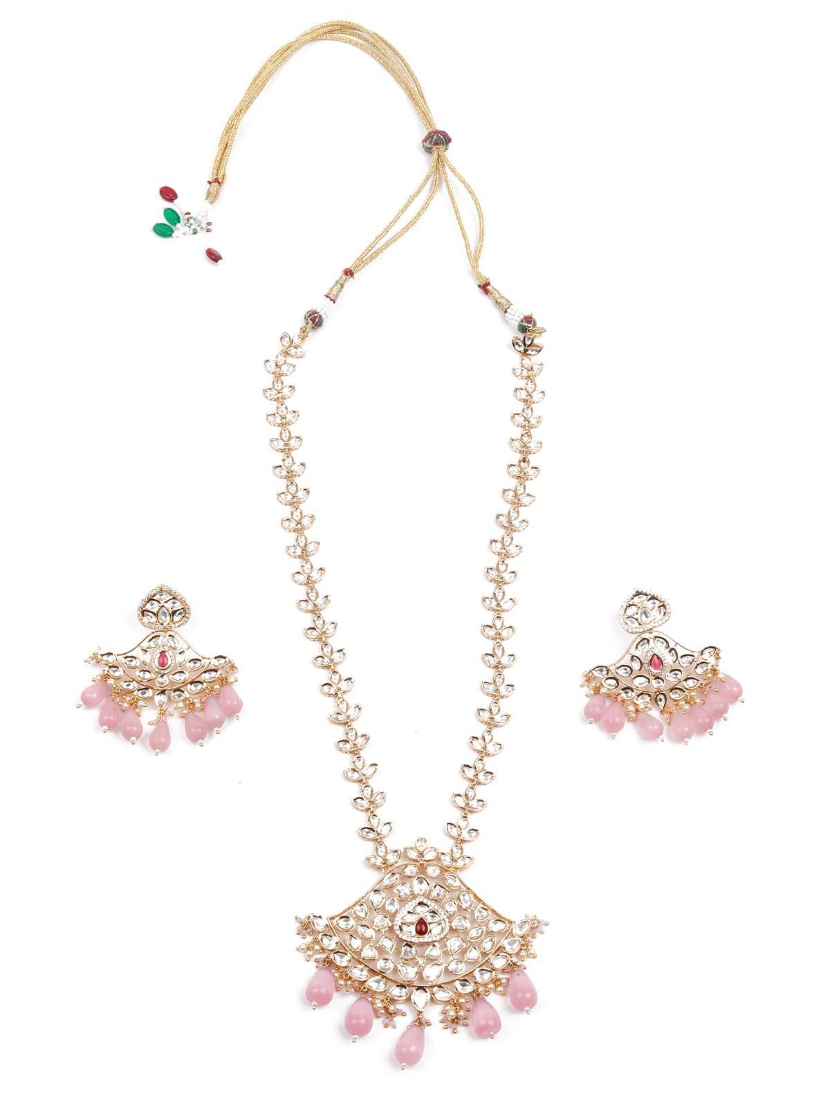 Women's Grandeur In Kundan Long Necklace Set - Odette