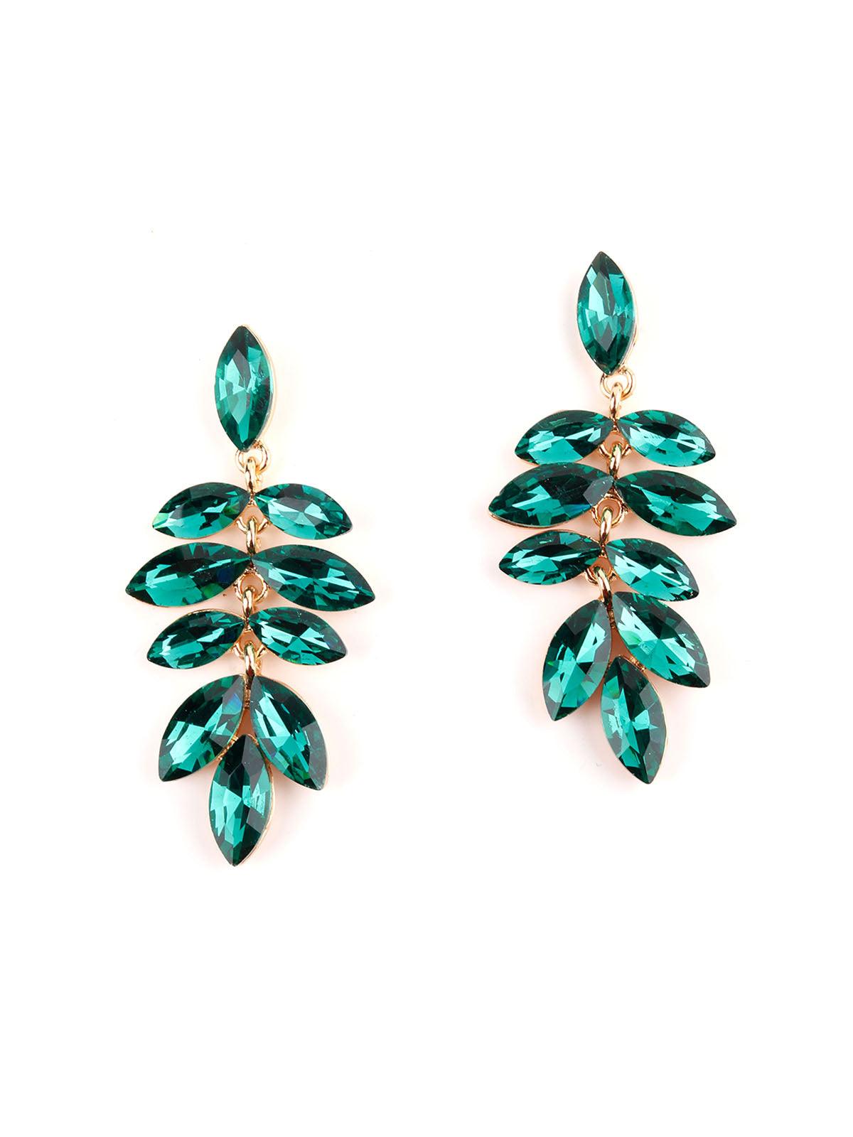 Women's Green Autumn Crystal Earrings - Odette