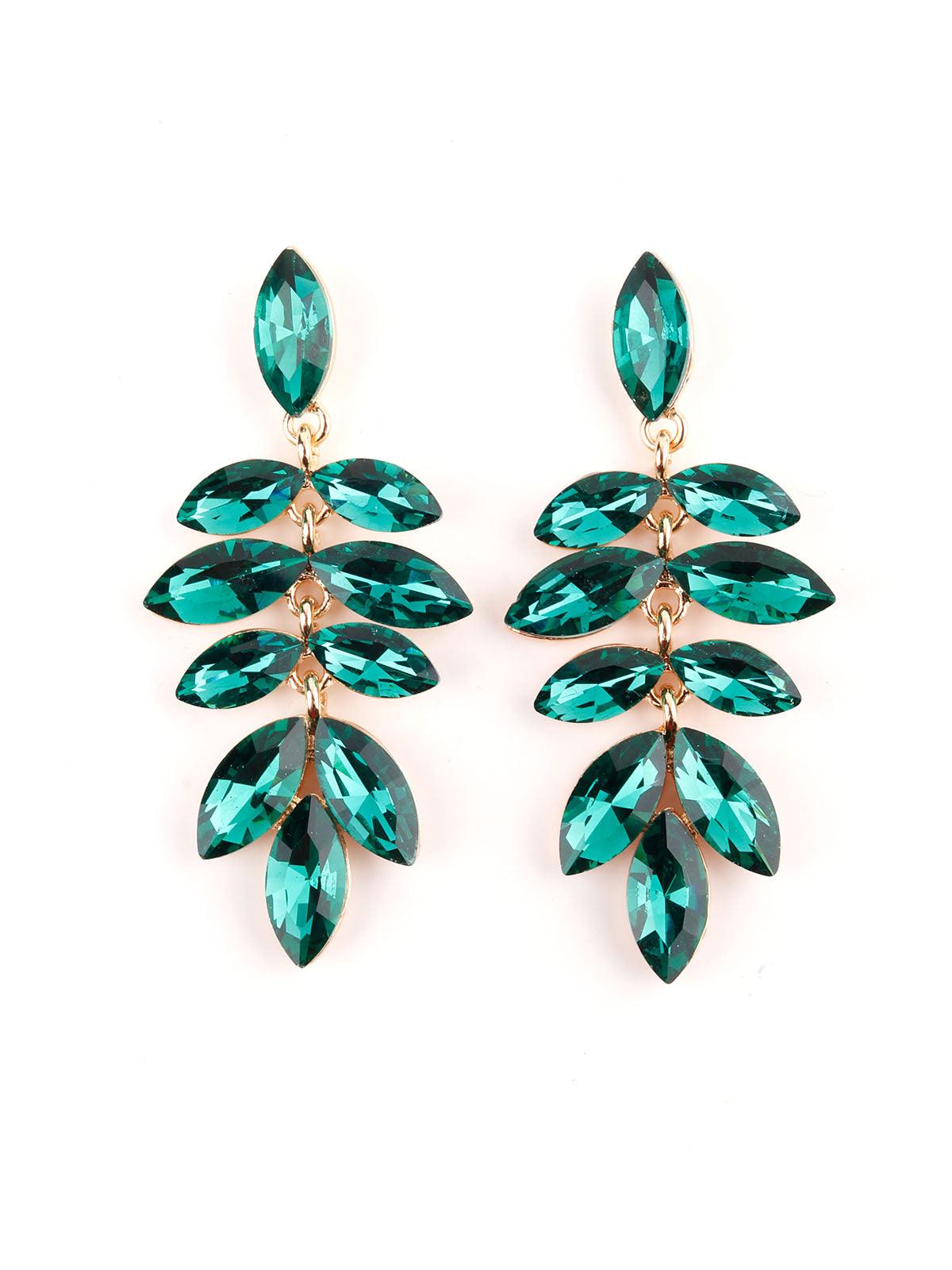 Women's Green Autumn Crystal Earrings - Odette