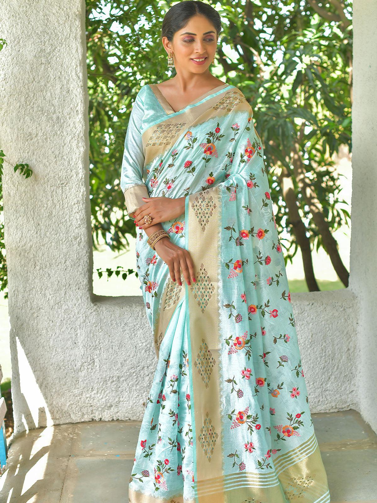 Women's Green Color Mysore Silk Beautiful Saree - Odette