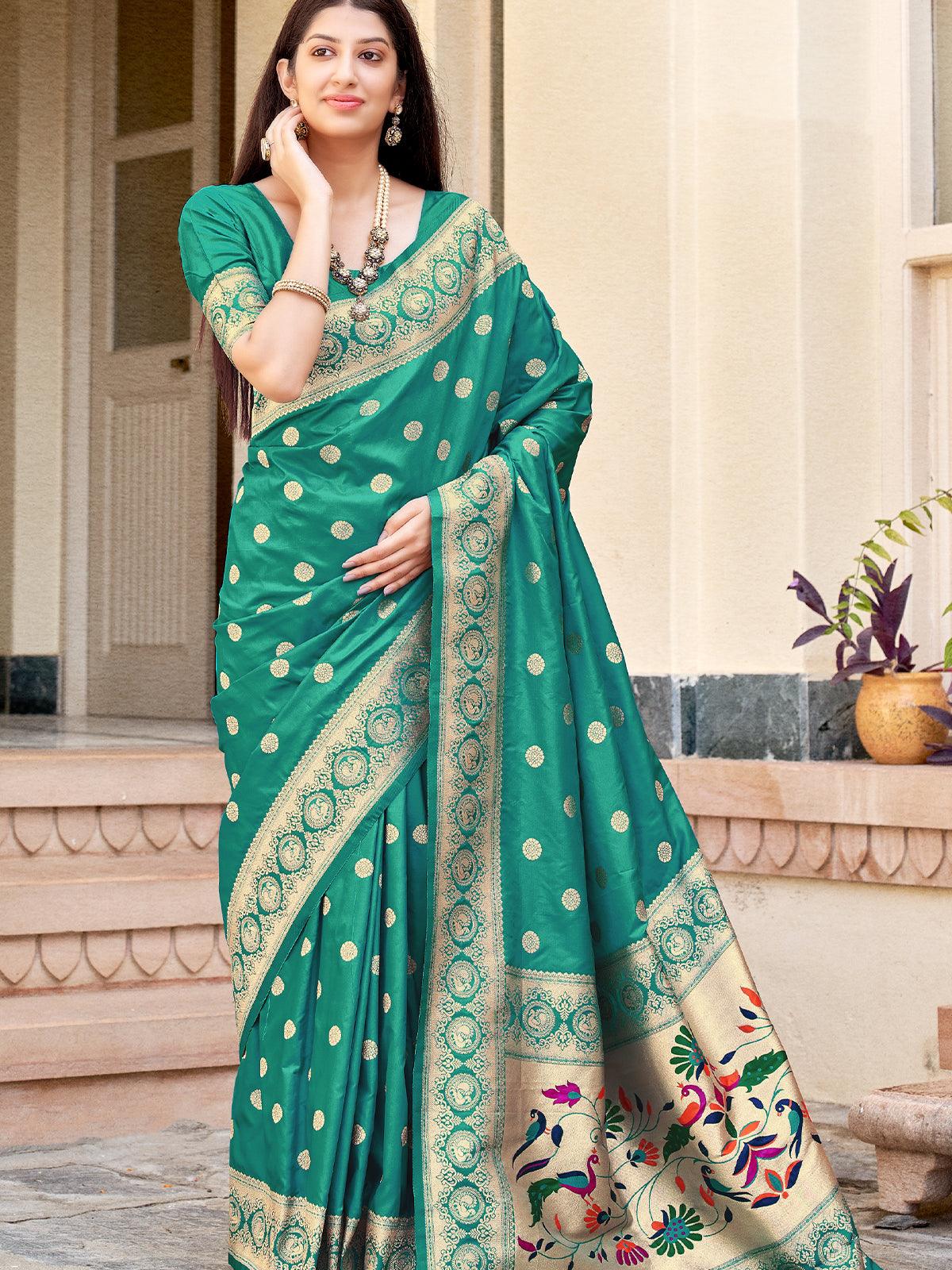 Women's Green Color Traditional Wear Silk Saree - Odette