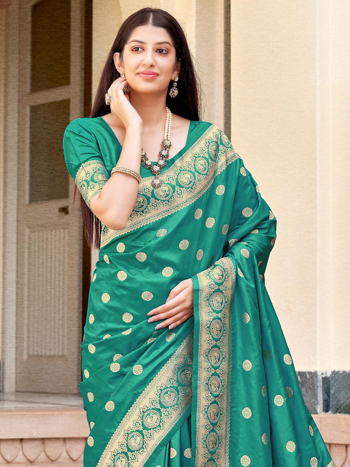 Women's Green Color Traditional Wear Silk Saree - Odette