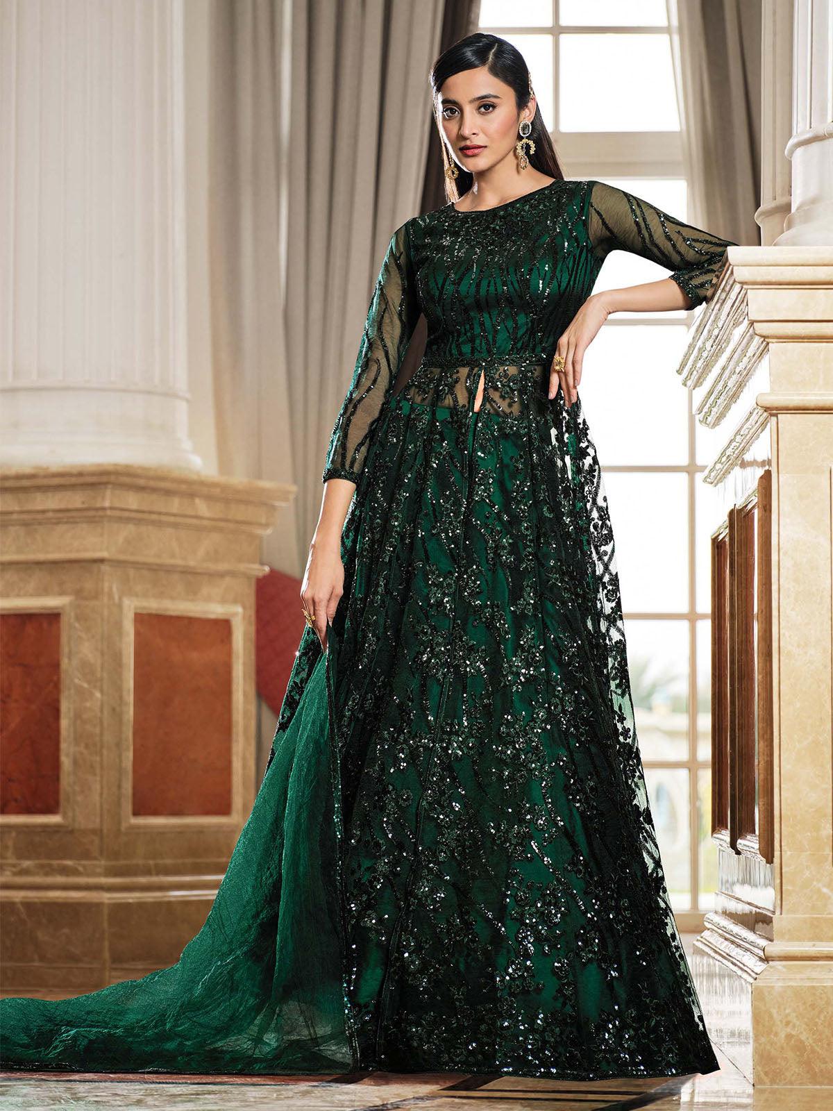 Women's Green Festive Salwar Suit Sets - Odette