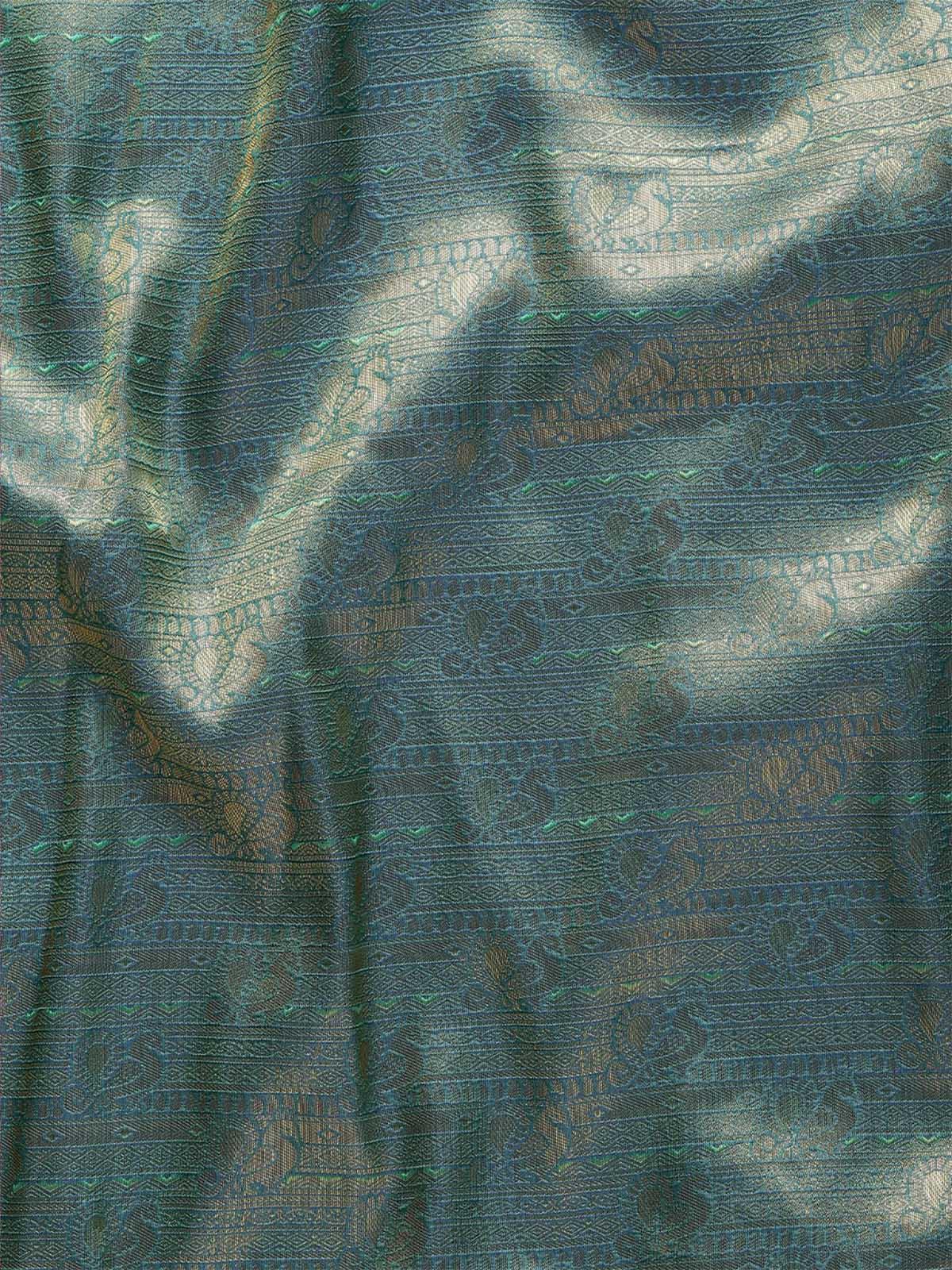 Women's Green Kanjivaram Silk Banarasi Weaving Silk Saree - Odette