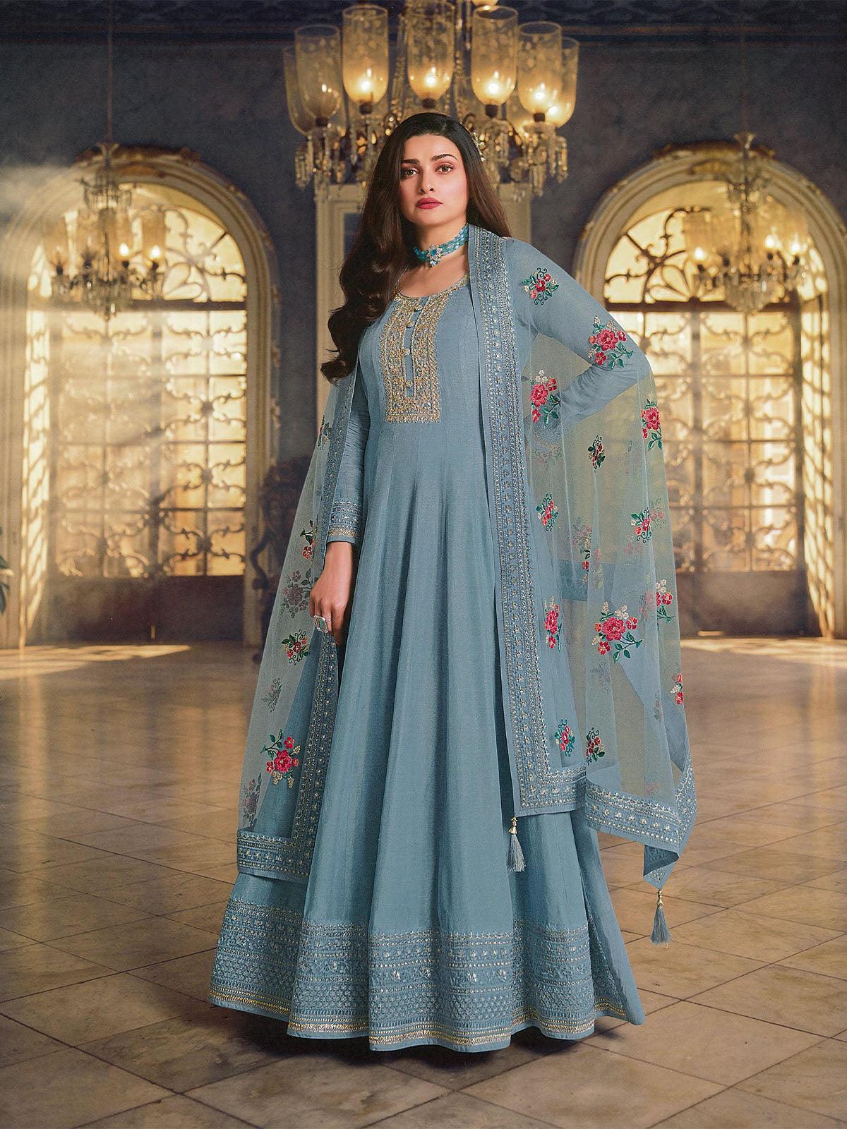 Women's Grey Festive Salwar Suit Sets - Odette