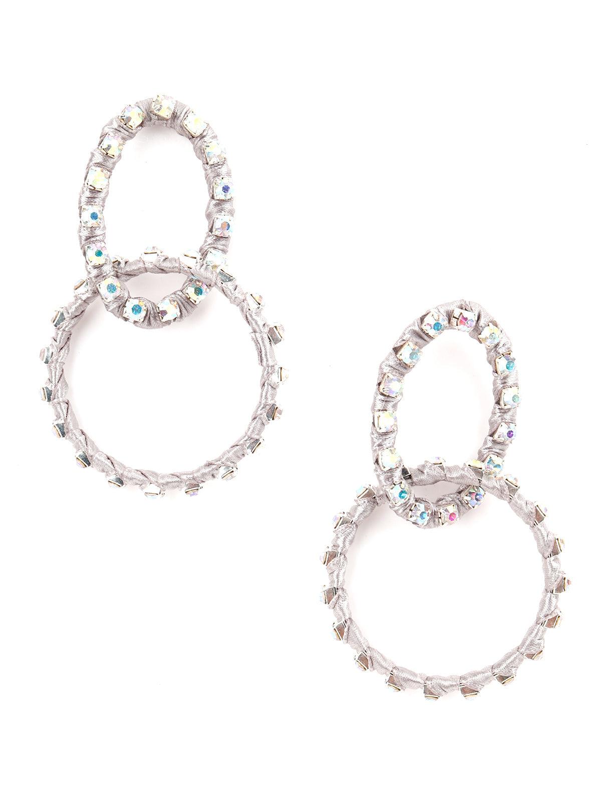 Women's Grey Glitttery Dangle Earrings - Odette