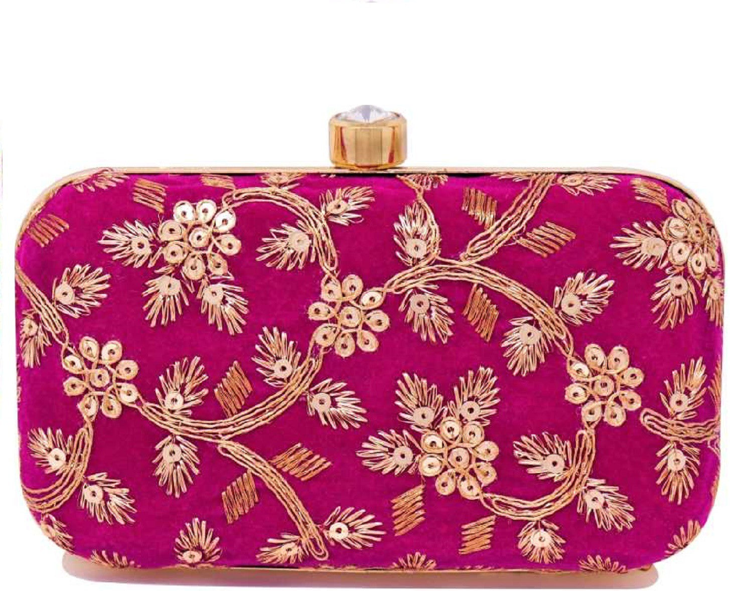 Pink Embroidered Party Clutch Purse/ Bag