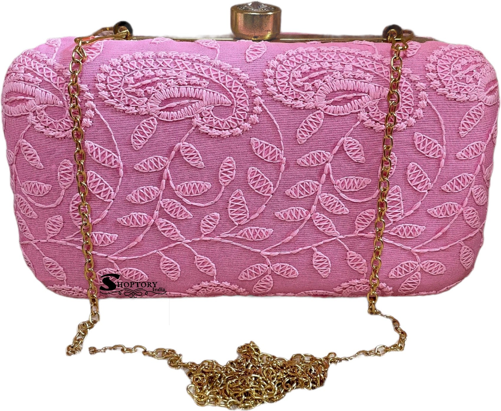 Women's Chickenkari Embroidered Crossbody Belt Sling Bag With Clutch  Pink - Ritzie