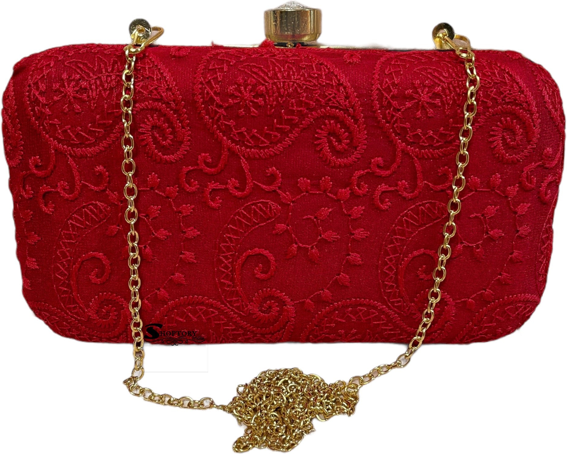 Women's Chickenkari Embroidered Crossbody Belt Sling Bag With Clutch  Red - Ritzie