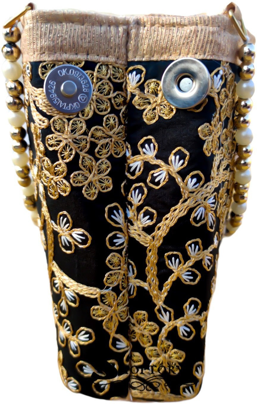Women's Handicraft Silk  Rajasthani Hand Bag , Black - Ritzie