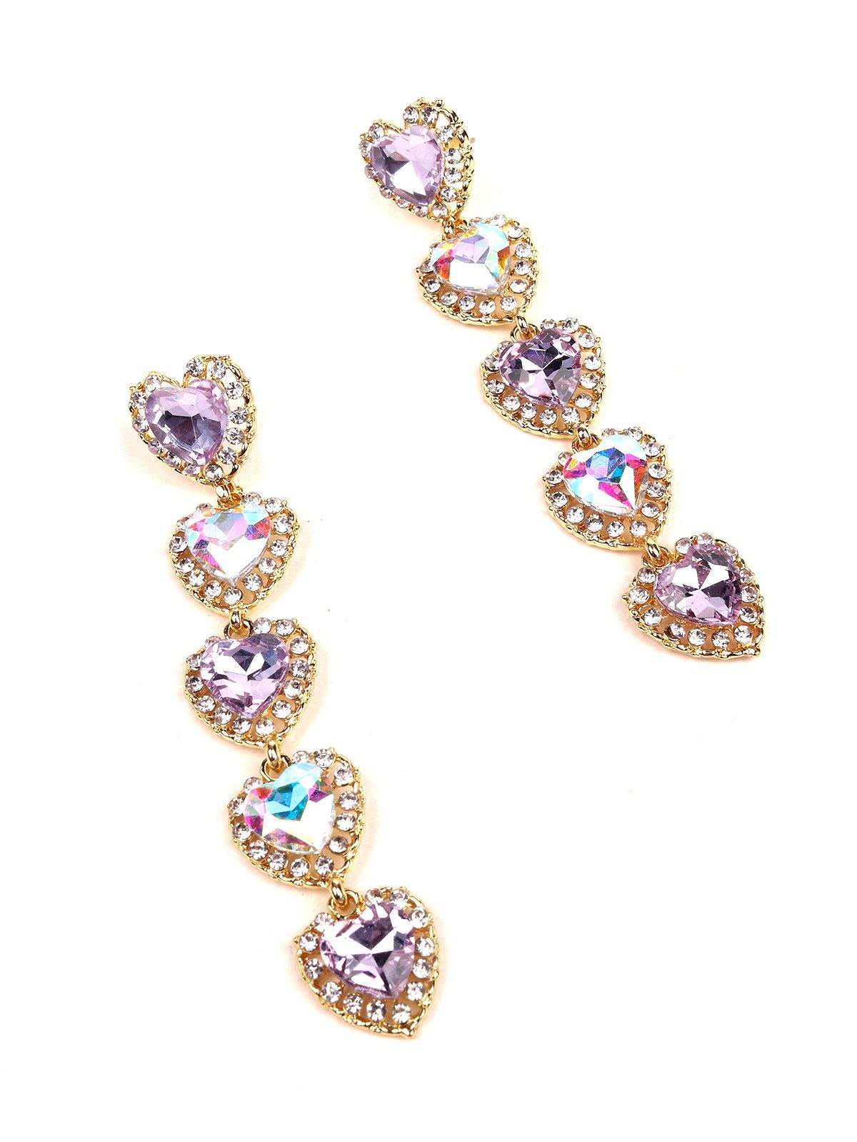 Women's Heart Crystal Drop Earrings - Odette