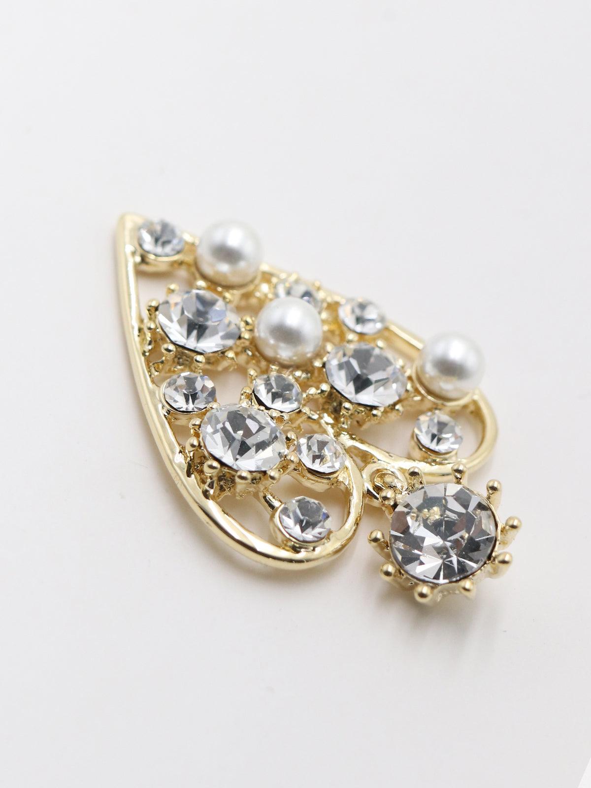 Women's Heart Shape Gold Tone Embellished Dangle Earrings - Odette