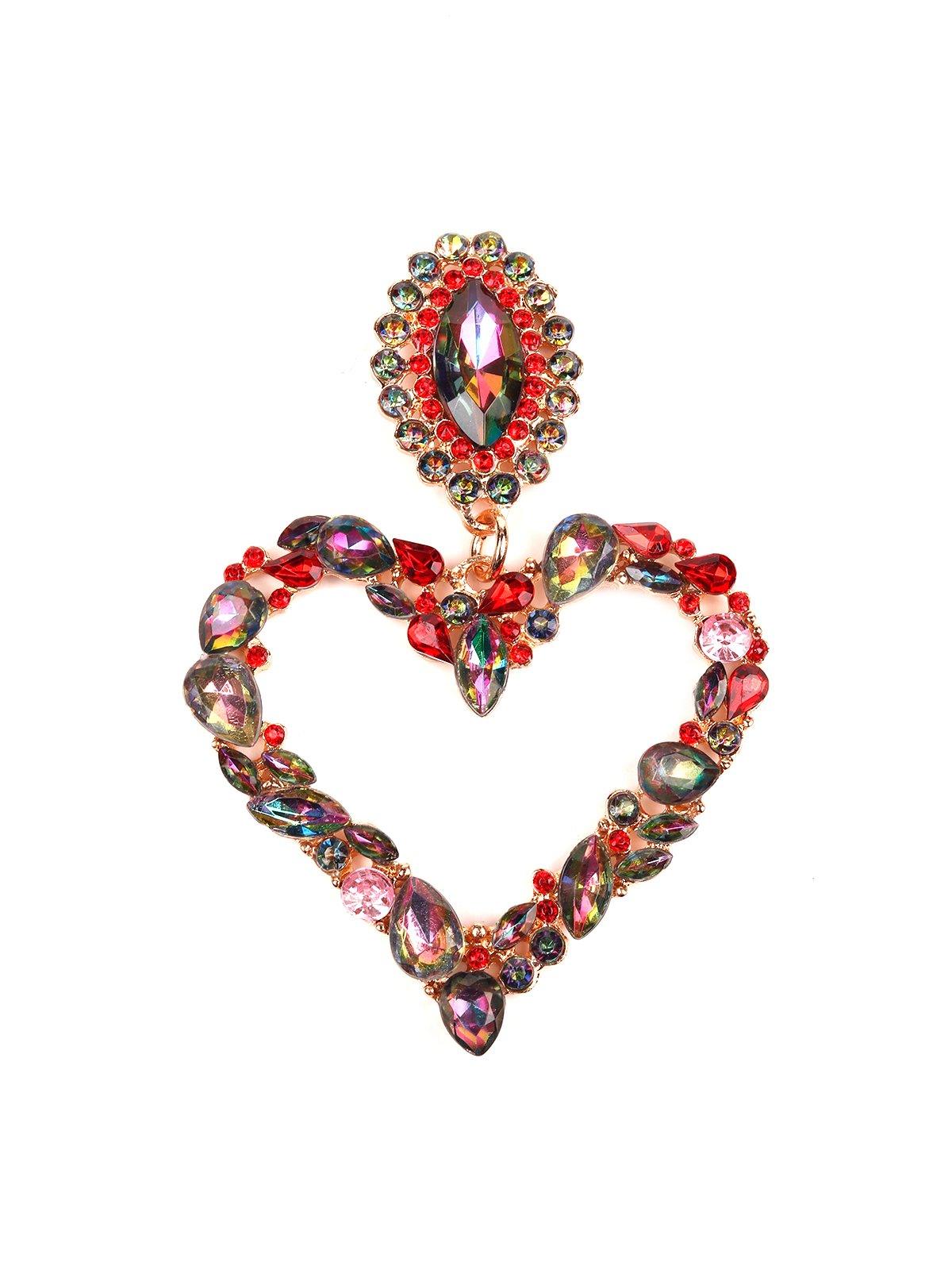Women's Heart-Shaped Crystal Embellished Earrings - Odette