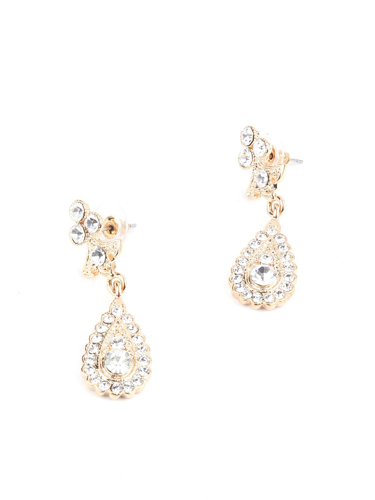 Women's Hermosa White Crystal Dangling Earrings - Odette