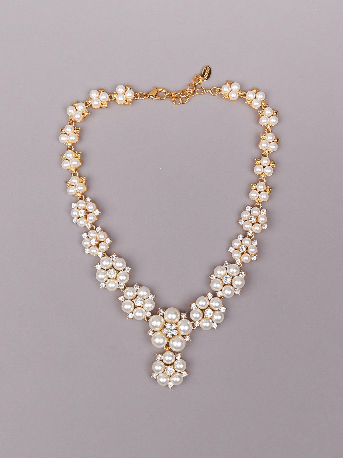 Women's High Quality White Beaded Necklace Set - Odette