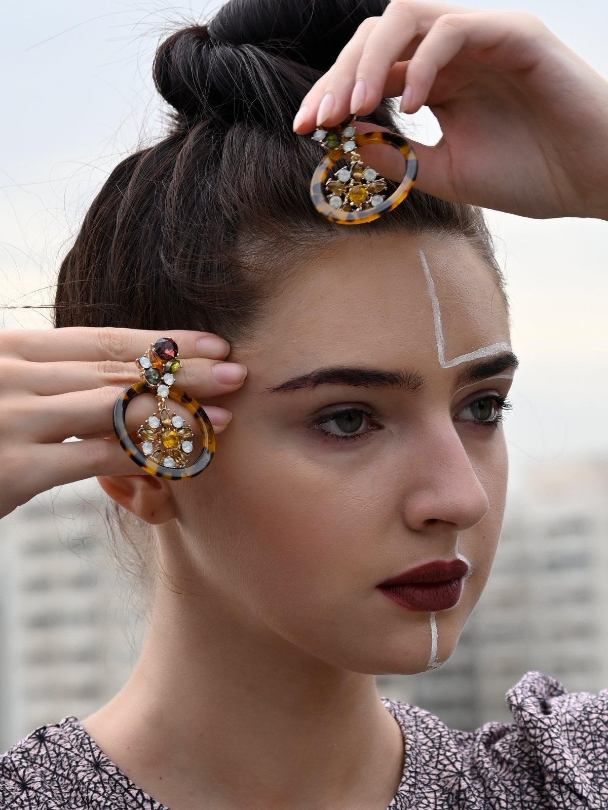 Women's Hoop Crystal Embellished Earrings - Odette