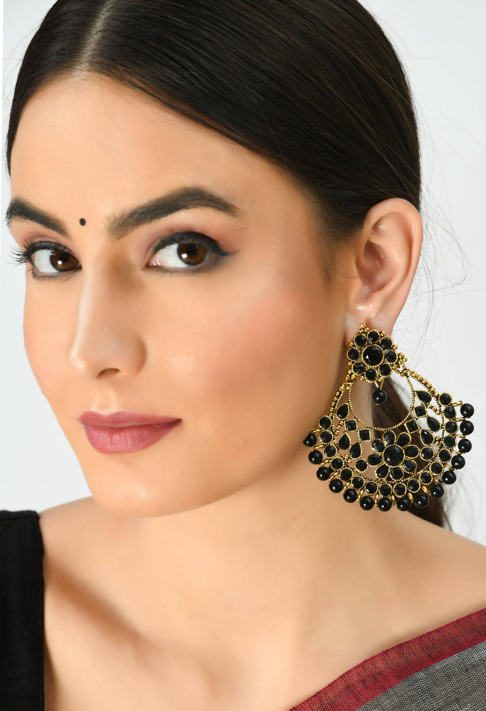 Kamal Johar Gold-Plated Kundan Earrings with P