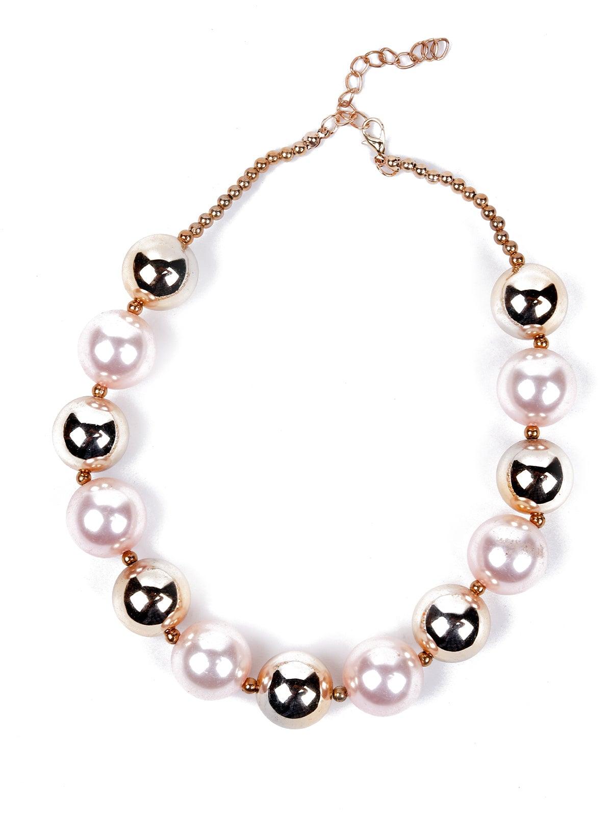 Women's Huge White Beaded Statement Necklace - Odette