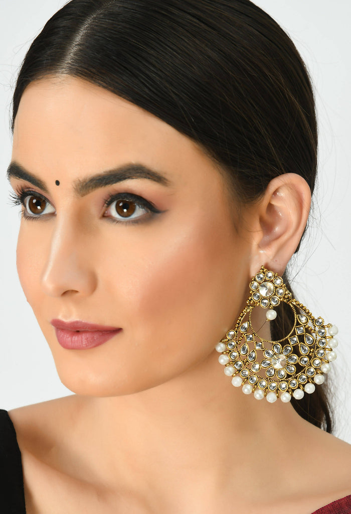 Johar Kamal Gold-Plated Kundan & Pearls Ear