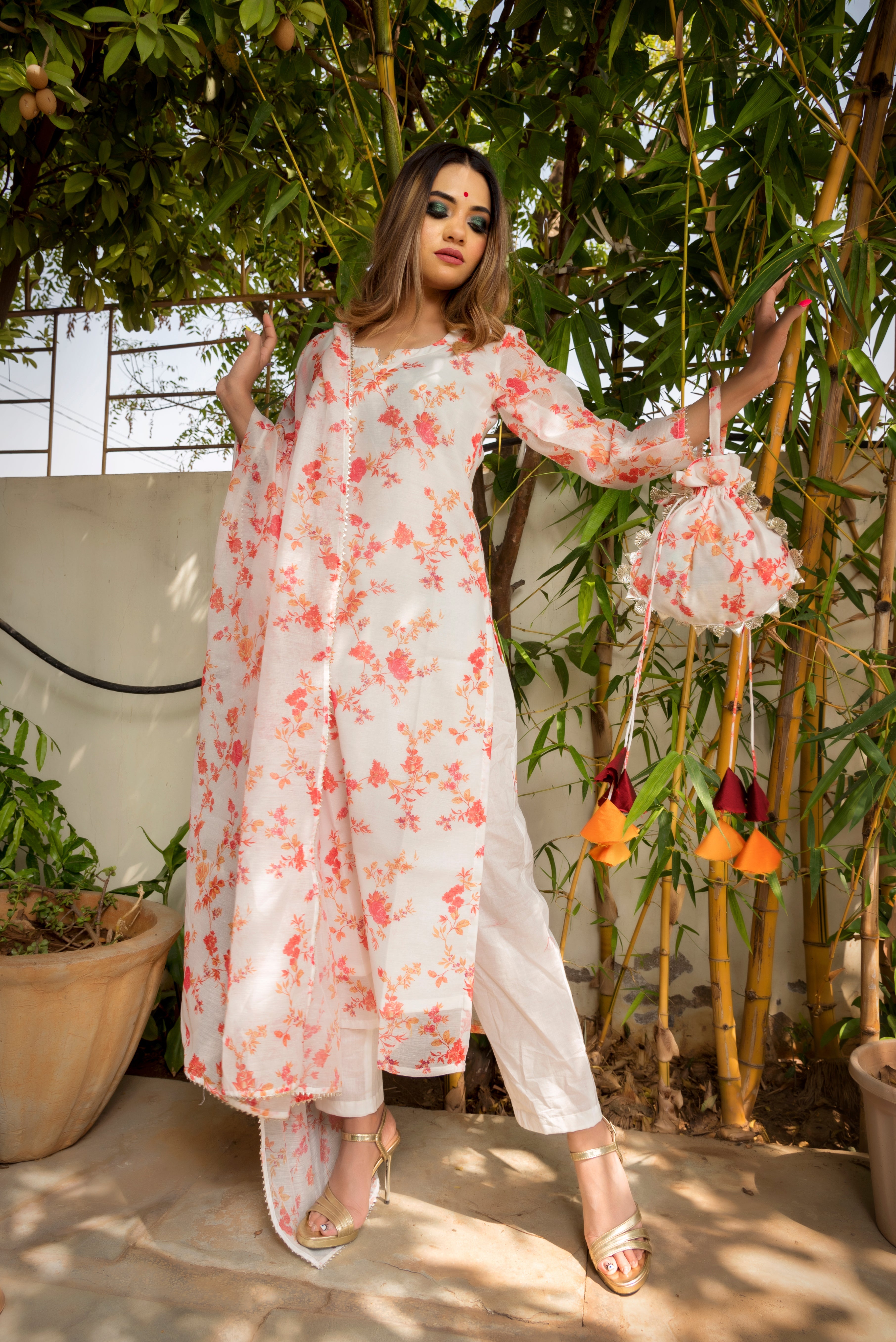 Women's phool jaal modal cotton suit set - Pomcha Jaipur