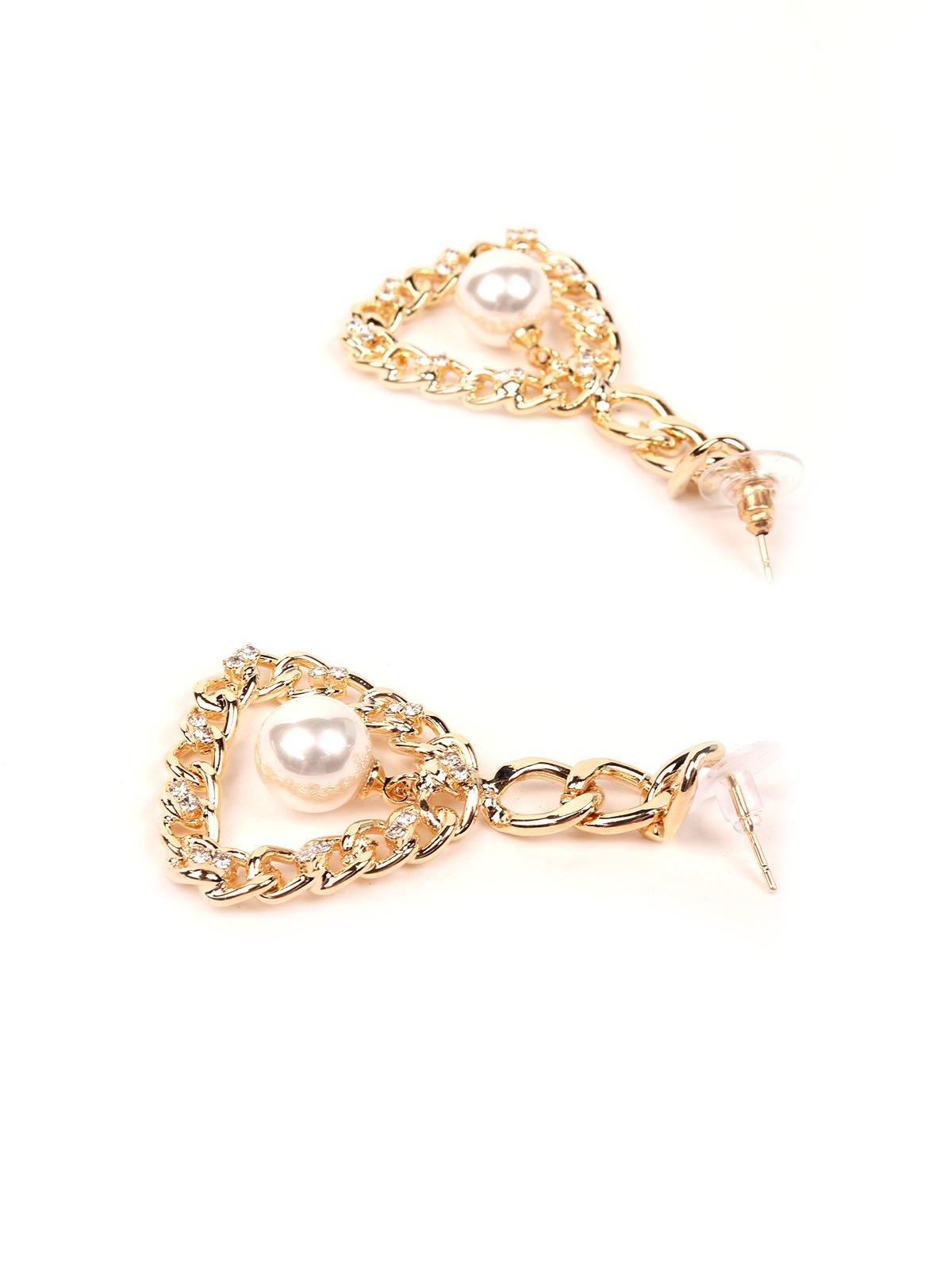 Women's Interlinked Chained Pearl Drop Earrings - Odette
