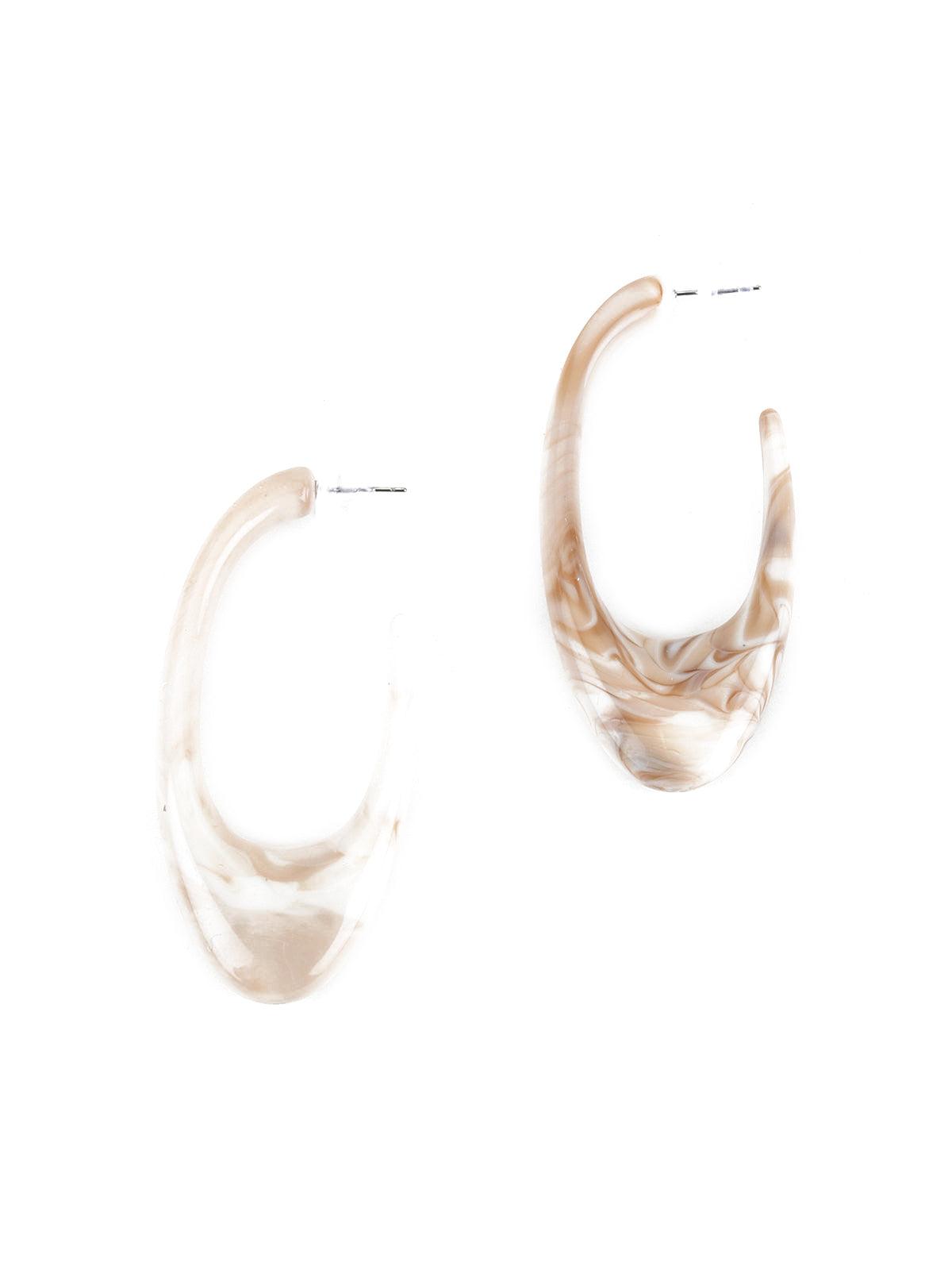 Women's Ivory Marbleized Open Hoop Earrings - Odette