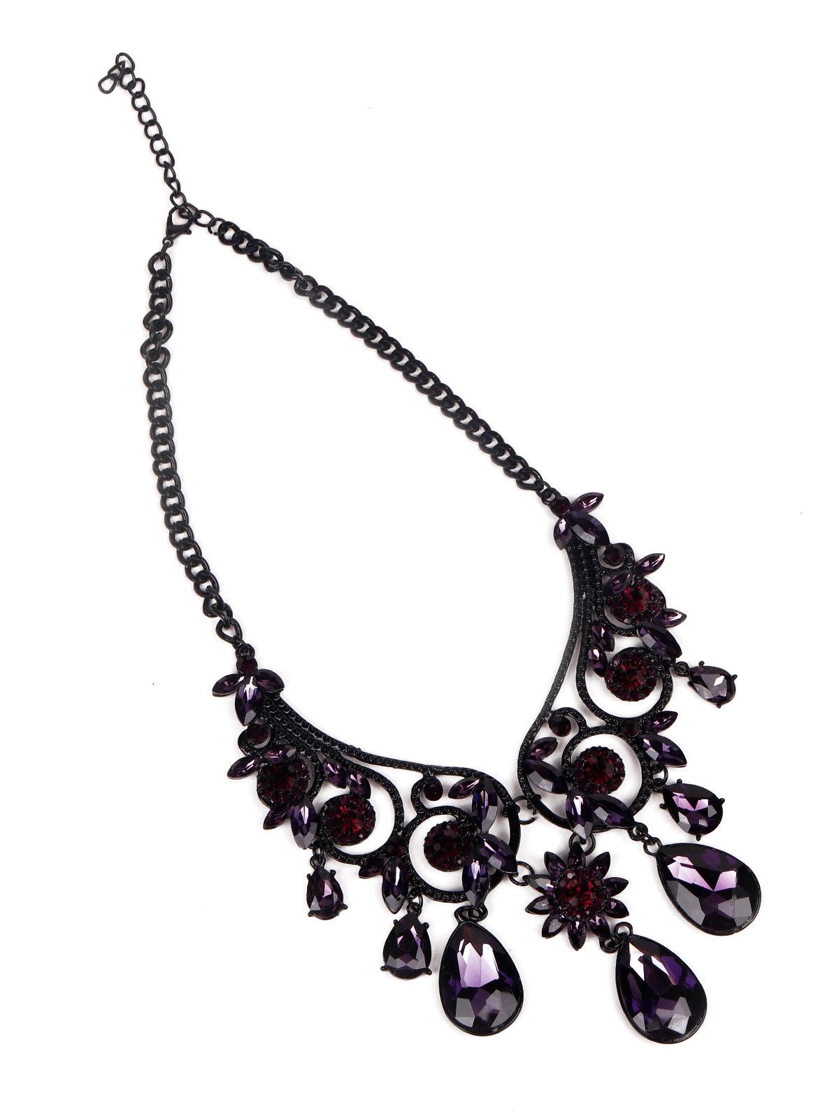 Women's Jet Black Beauty Embellished Necklace - Odette
