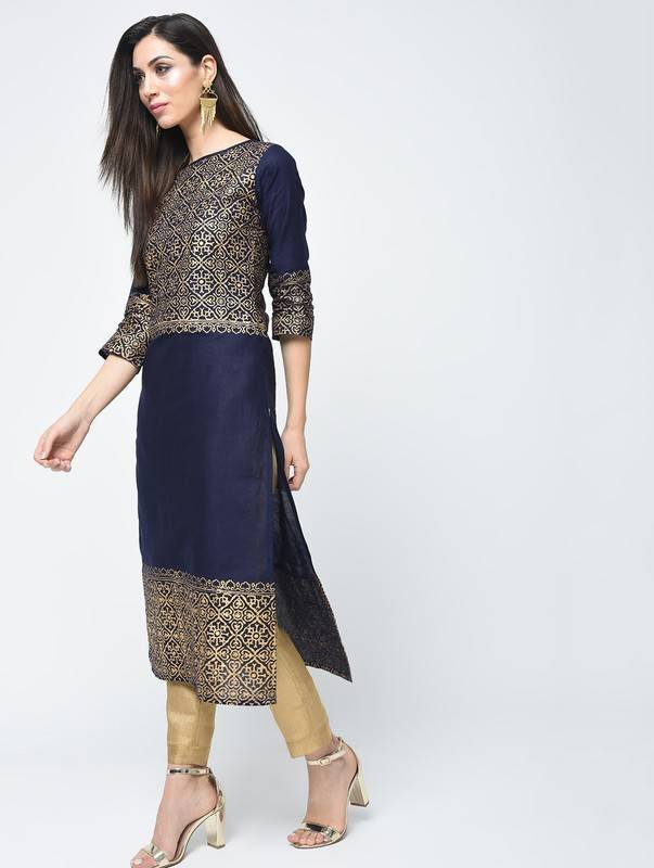 Women's Block Printed Straight Kurta