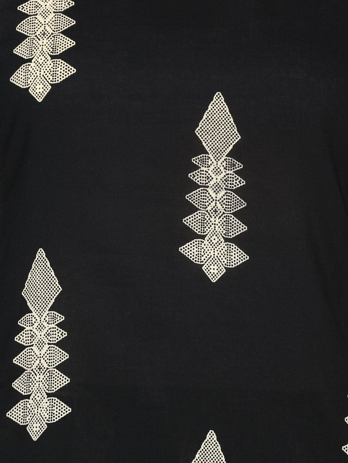 Women's Black Cotton Blend Printed 3/4 Sleeve Round Neck Casual Kurta Set - Myshka
