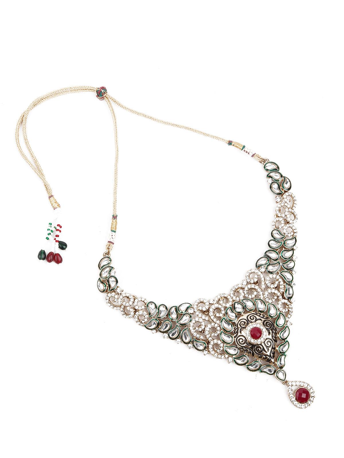 Women's Kundan Studded Gold Choker Necklace - Odette