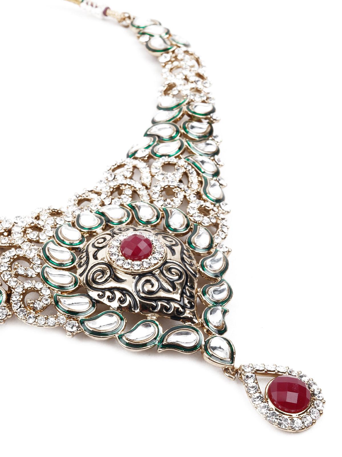 Women's Kundan Studded Gold Choker Necklace - Odette