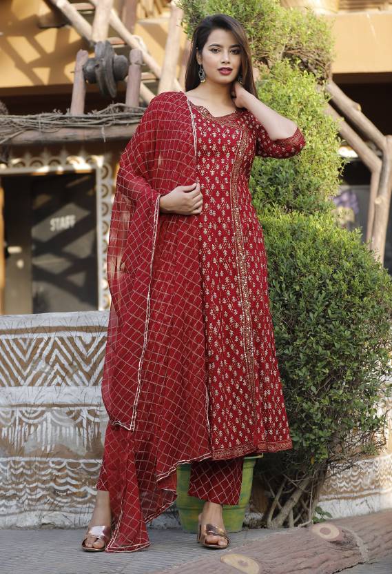 Women's Kurta And Palazzo Set Viscose Rayon