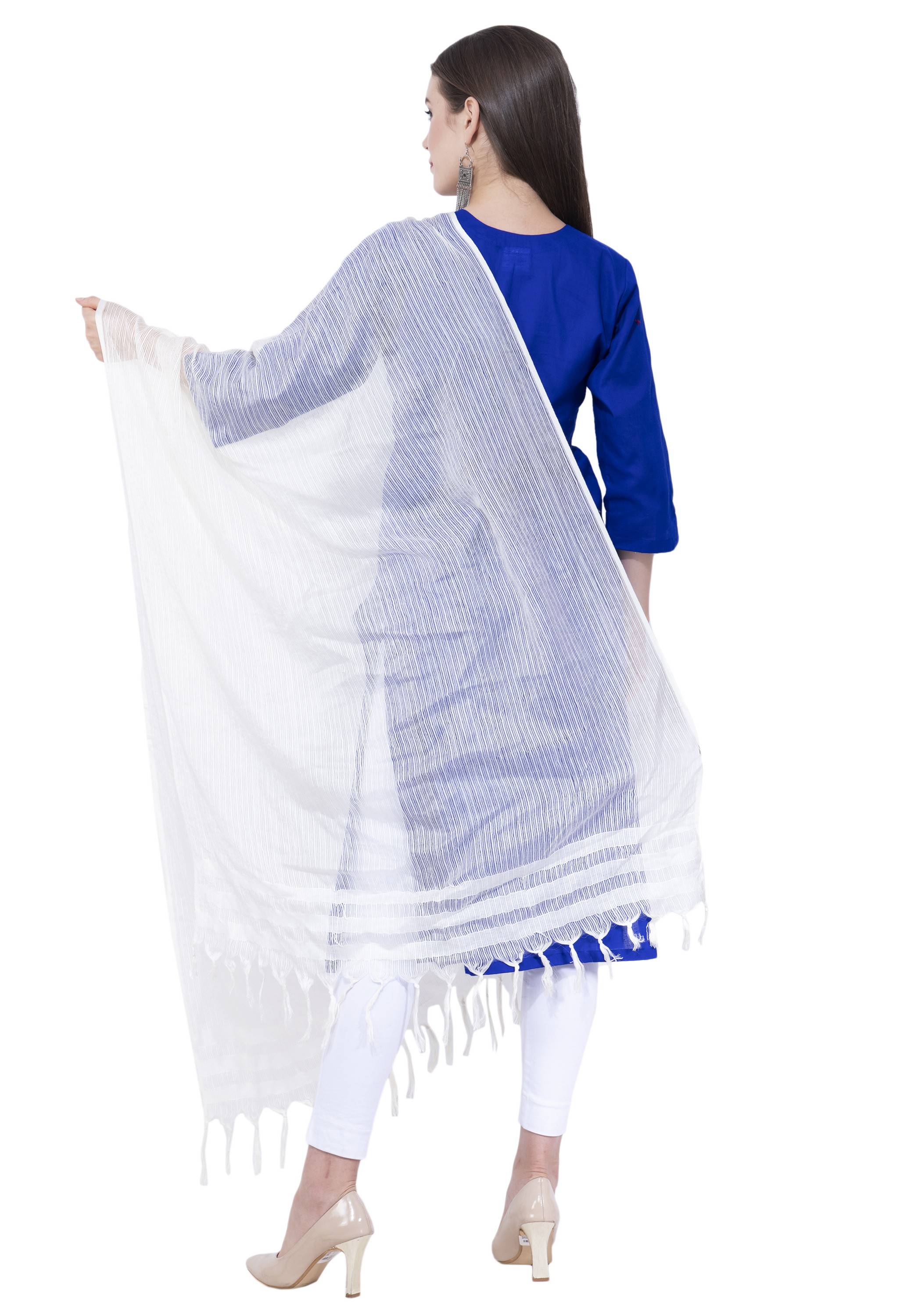 A R SILK White Color Kota cotton Cota cotton Dupattas and Chunnis