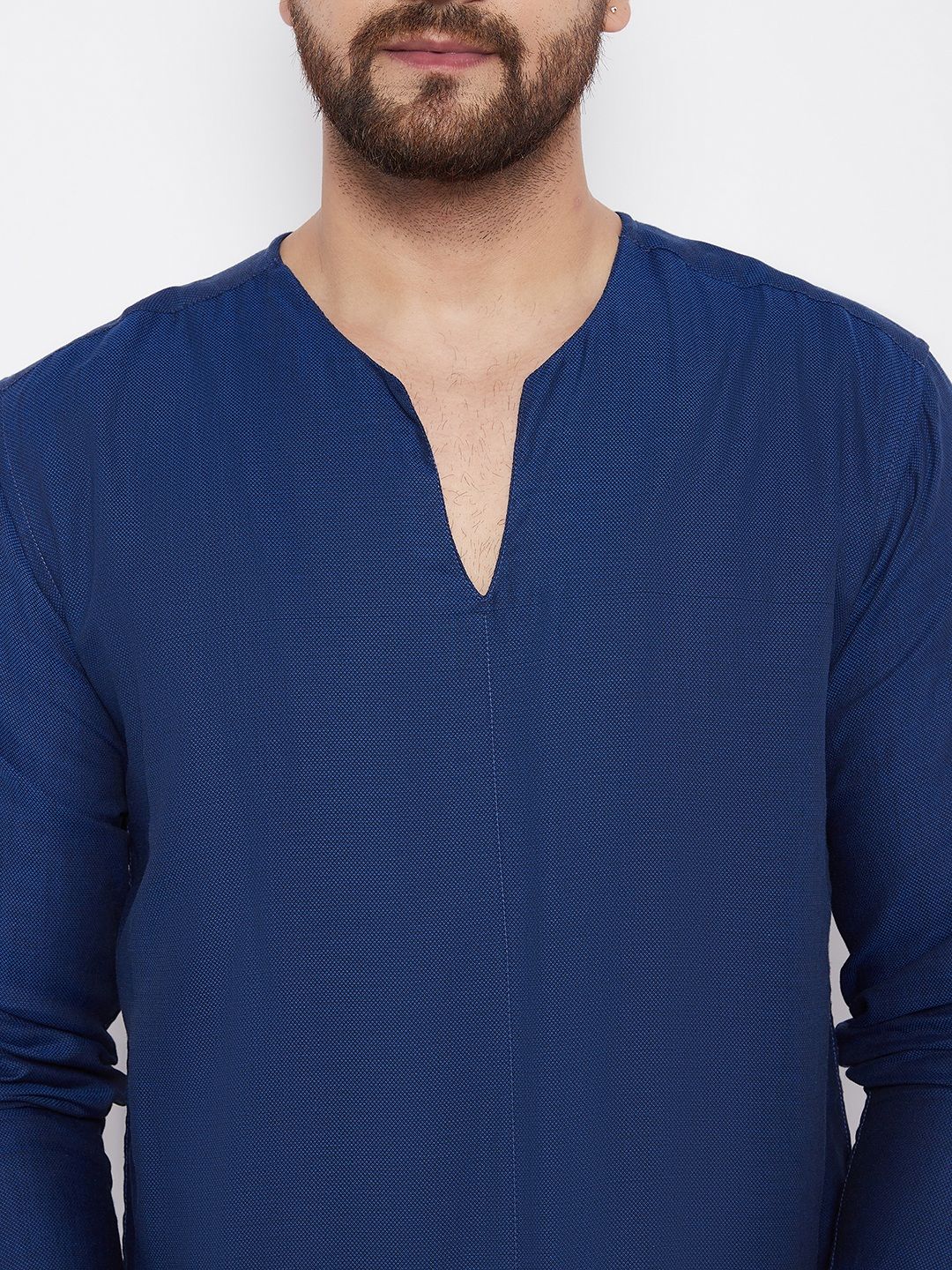 Men's Blue Solid Pure Cotton Kurta1 - Even Apparels
