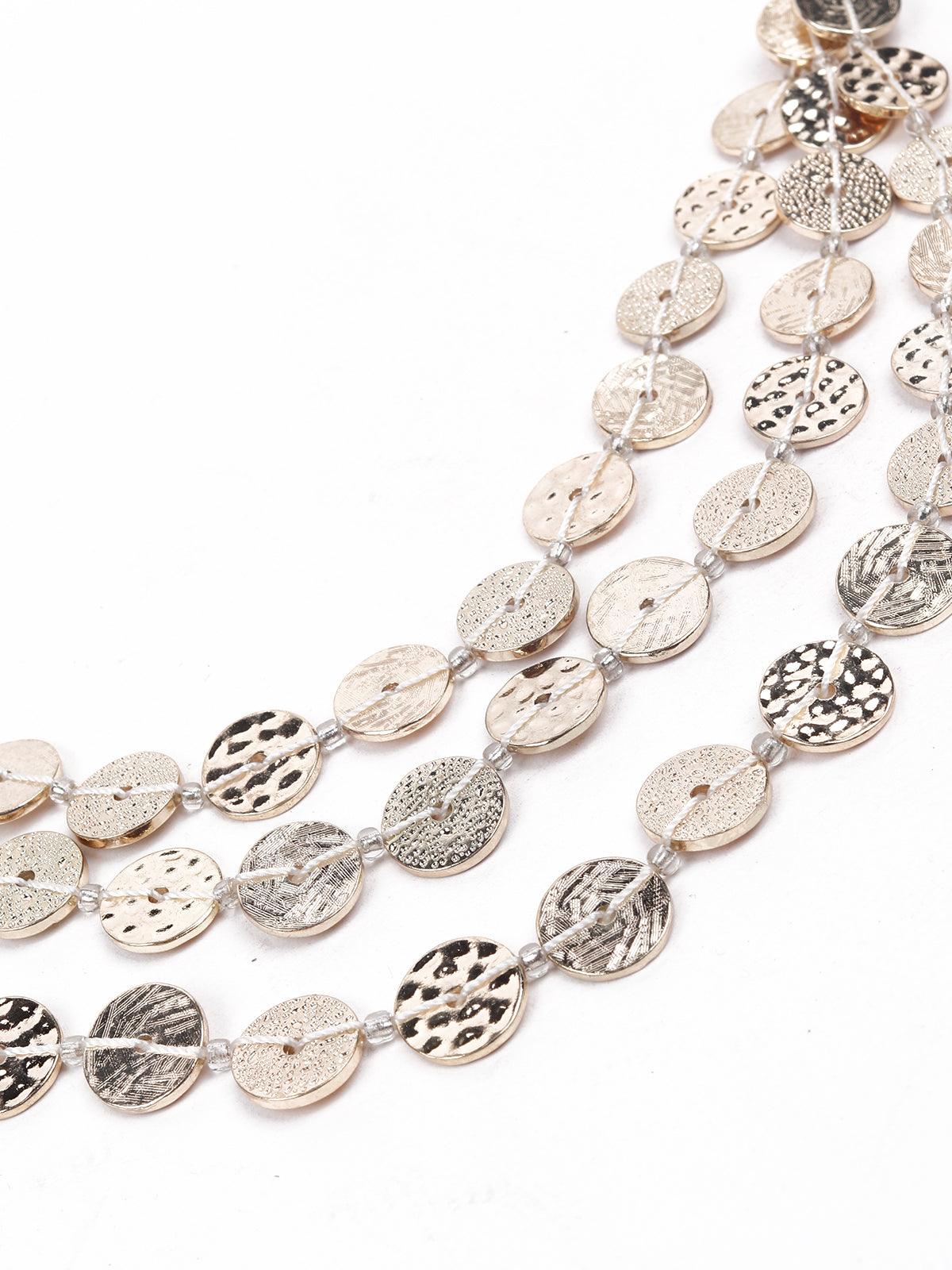 Women's Layered Button Styled Necklace-Silver - Odette