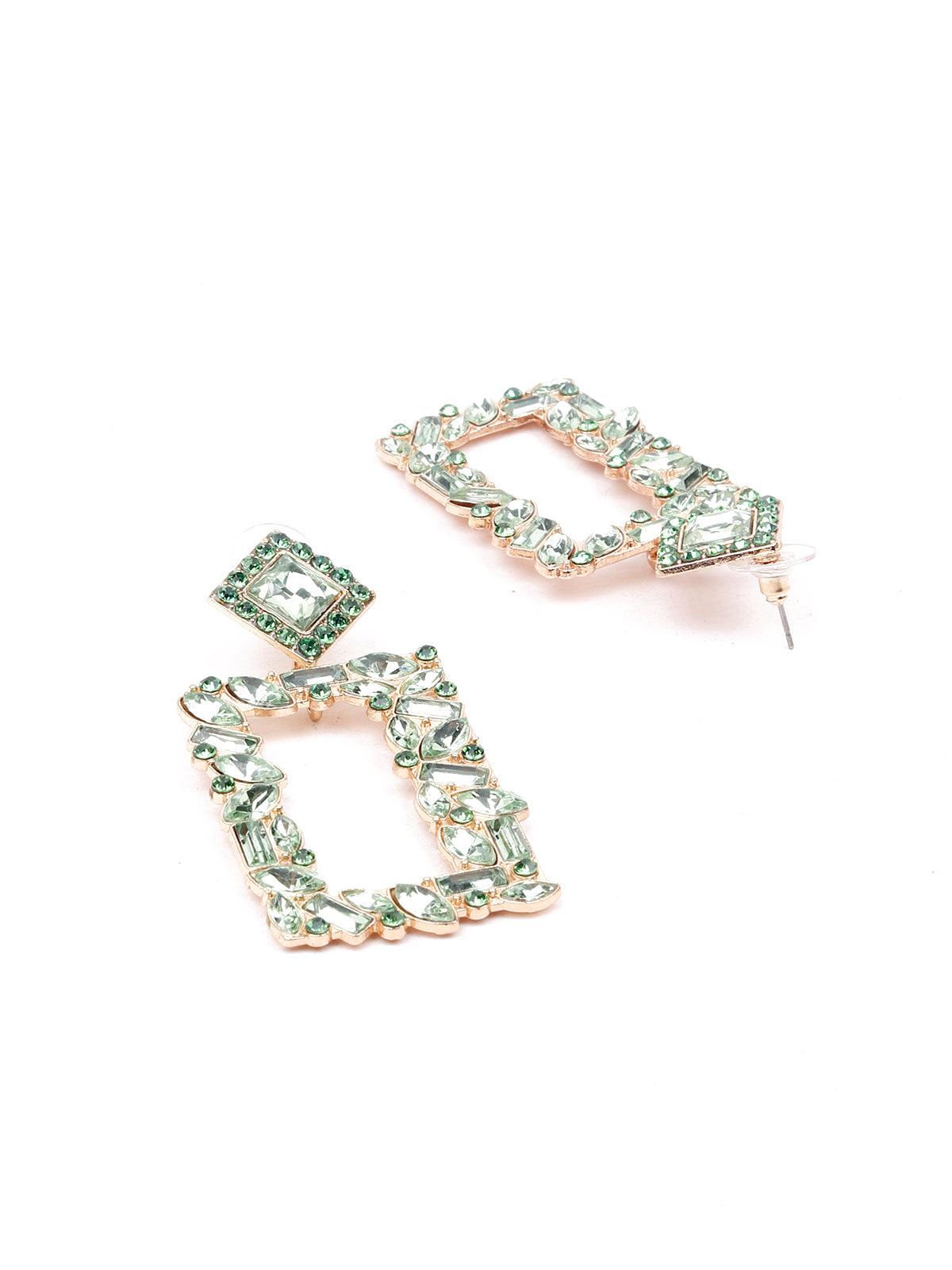 Women's Light Green Crystal Statement Earrings - Odette