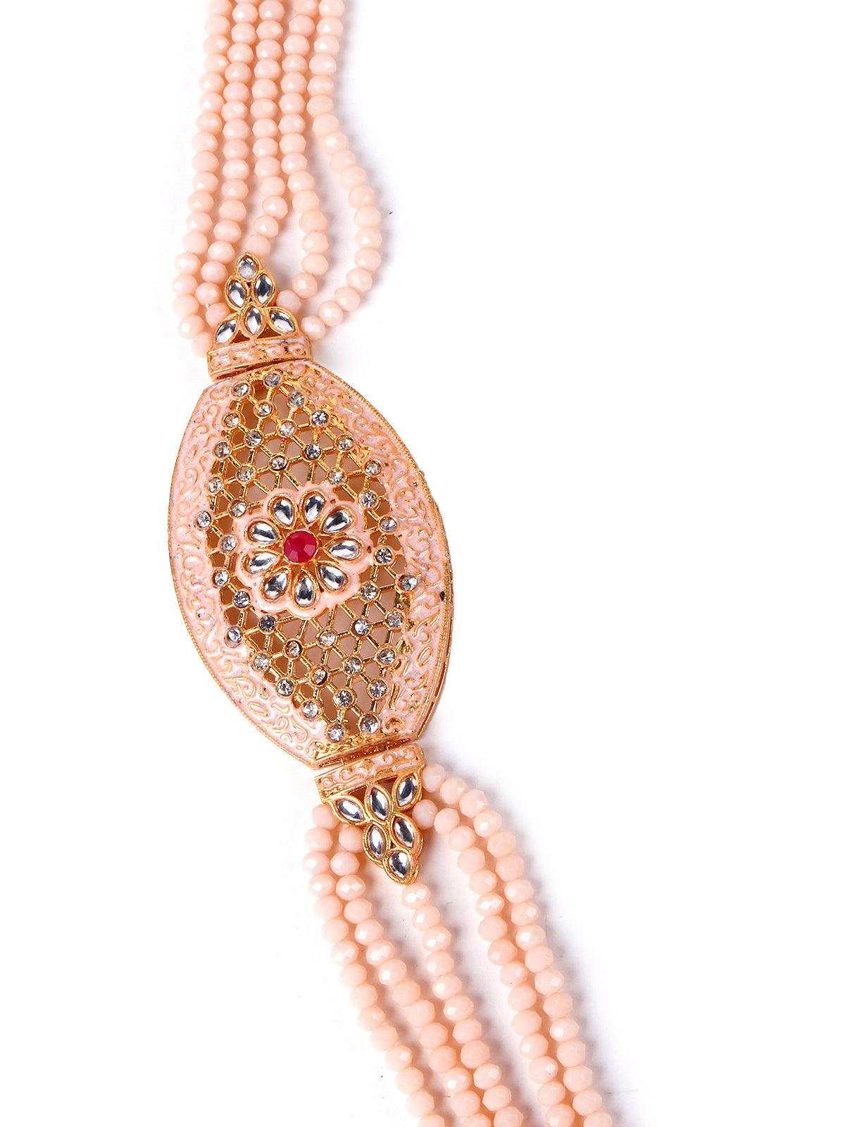 Women's Light Peach Designer Elegant Necklace Set For Women - Odette