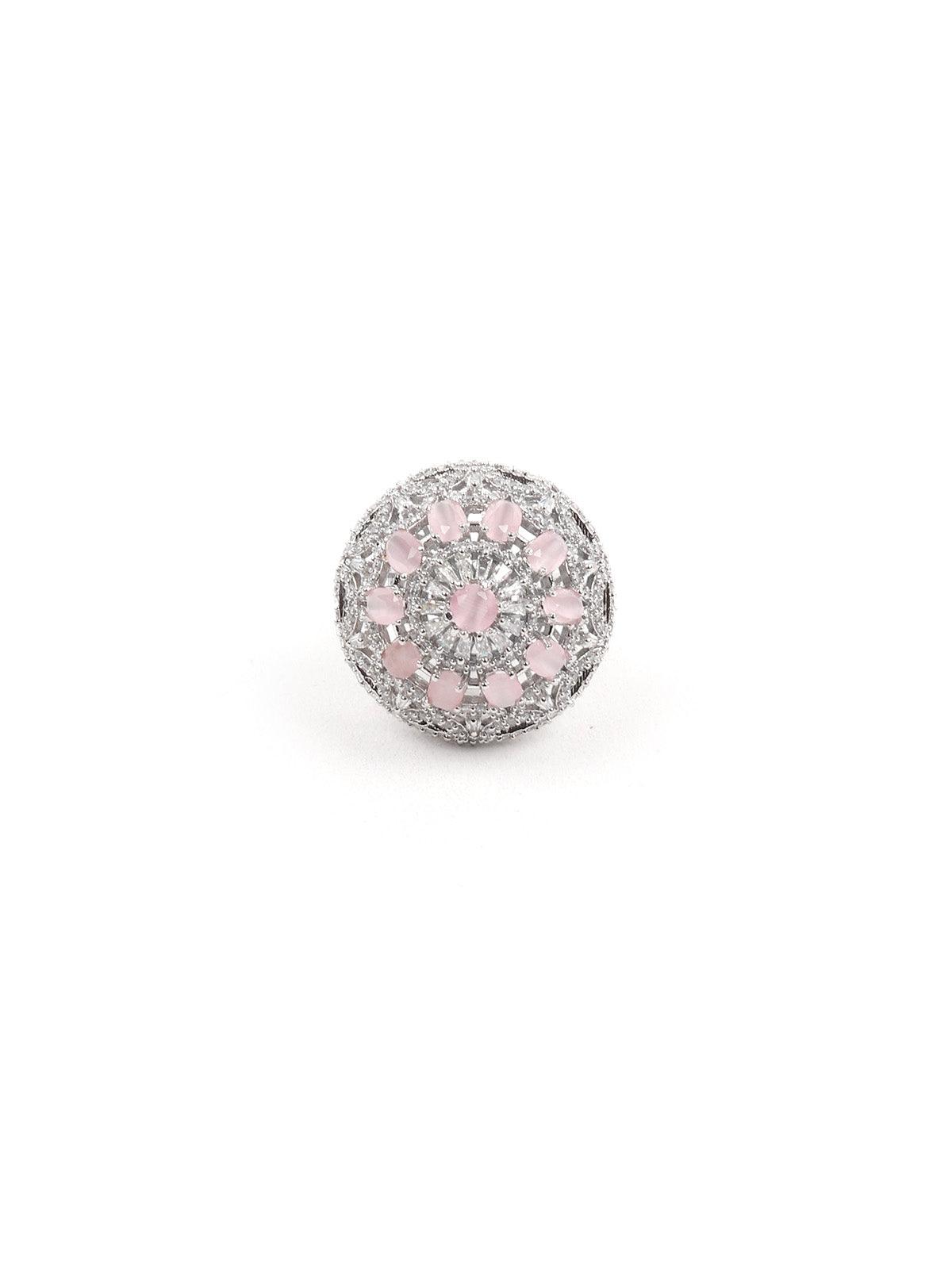 Women's Light Pink Embellished Ring - Odette