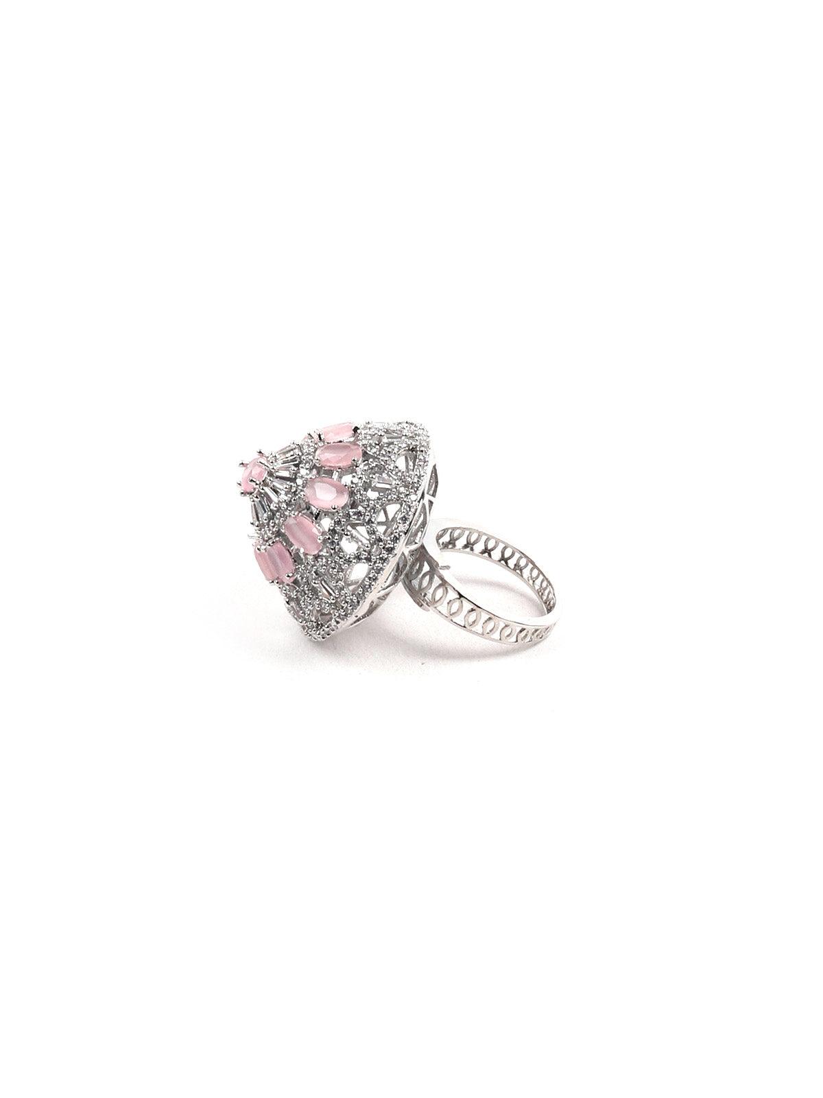 Women's Light Pink Embellished Ring - Odette