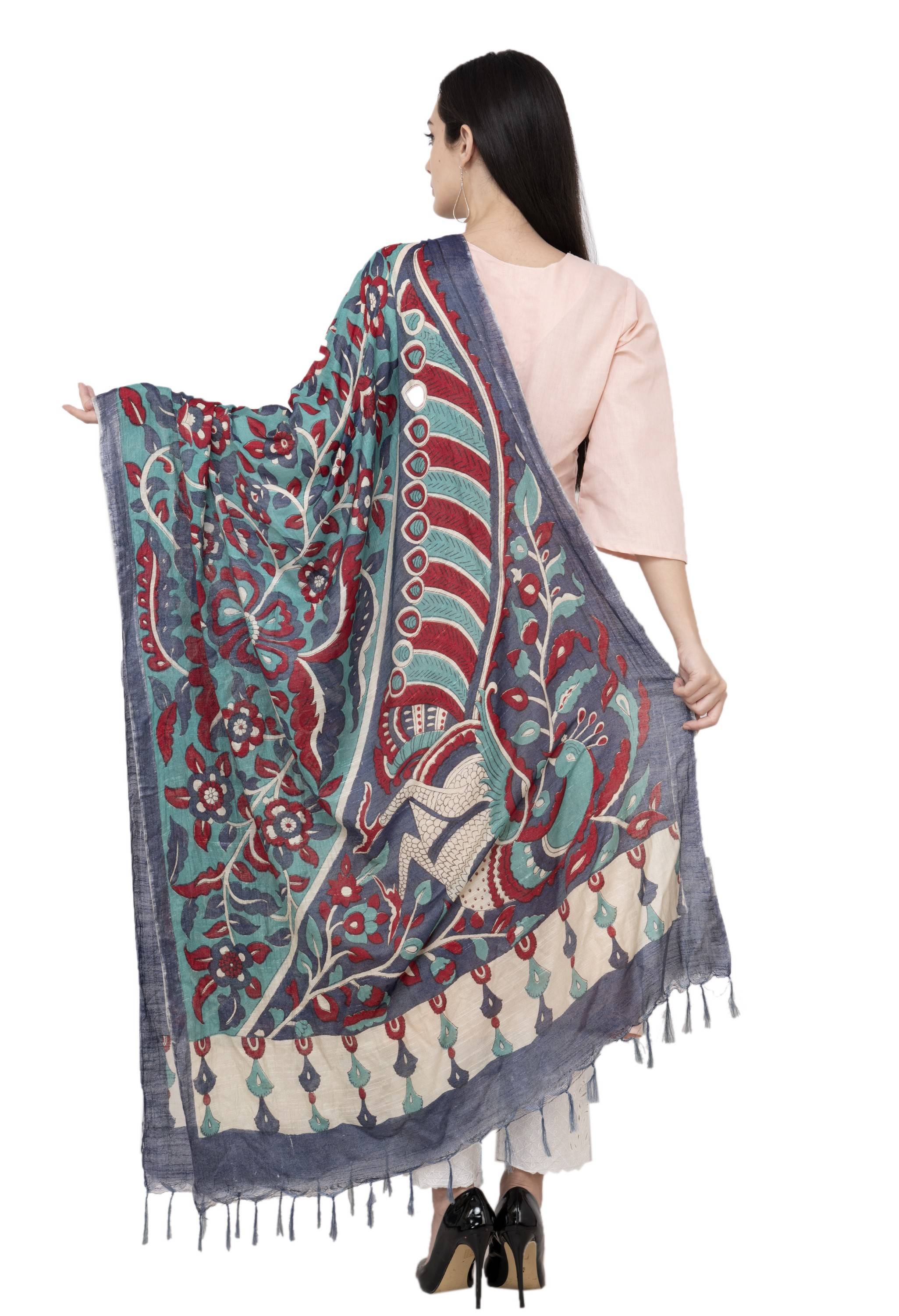 A R Silk Modal Kalamkari Print Fancy Dupatta Color Multi Print Dupatta or Chunni