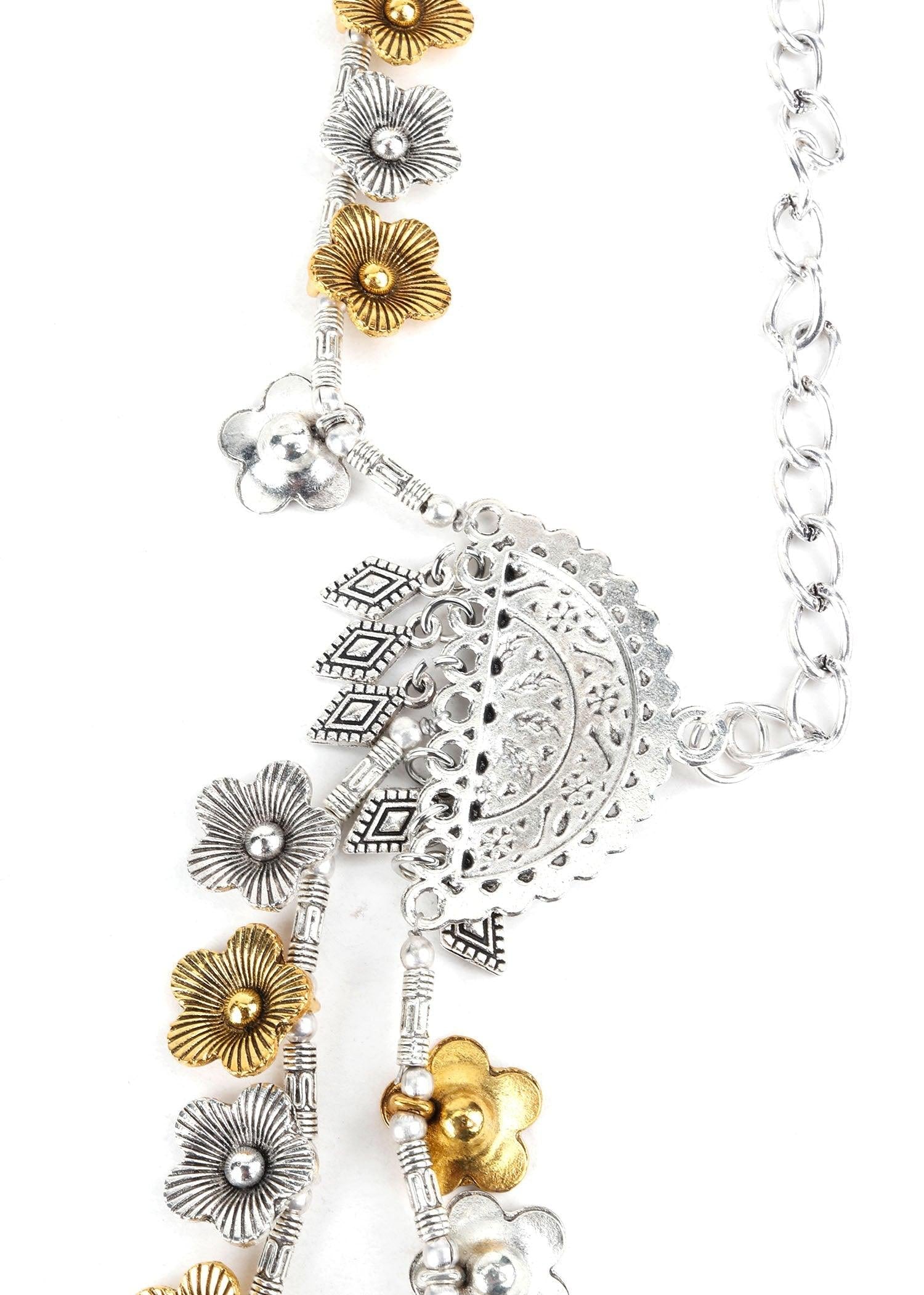Women's Long Brass Look Heavy Necklace! - Odette