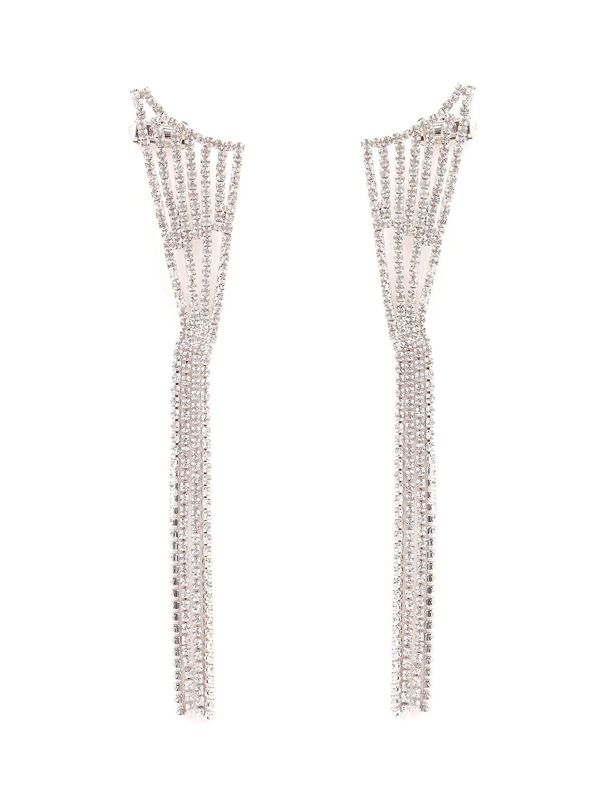 Women's Long Crystal Drop Embellished Earrings - Odette