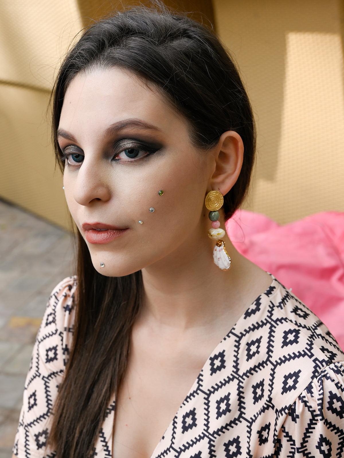 Women's Long Stylish Soothing Multi-Coloured Dangle Earrings - Odette