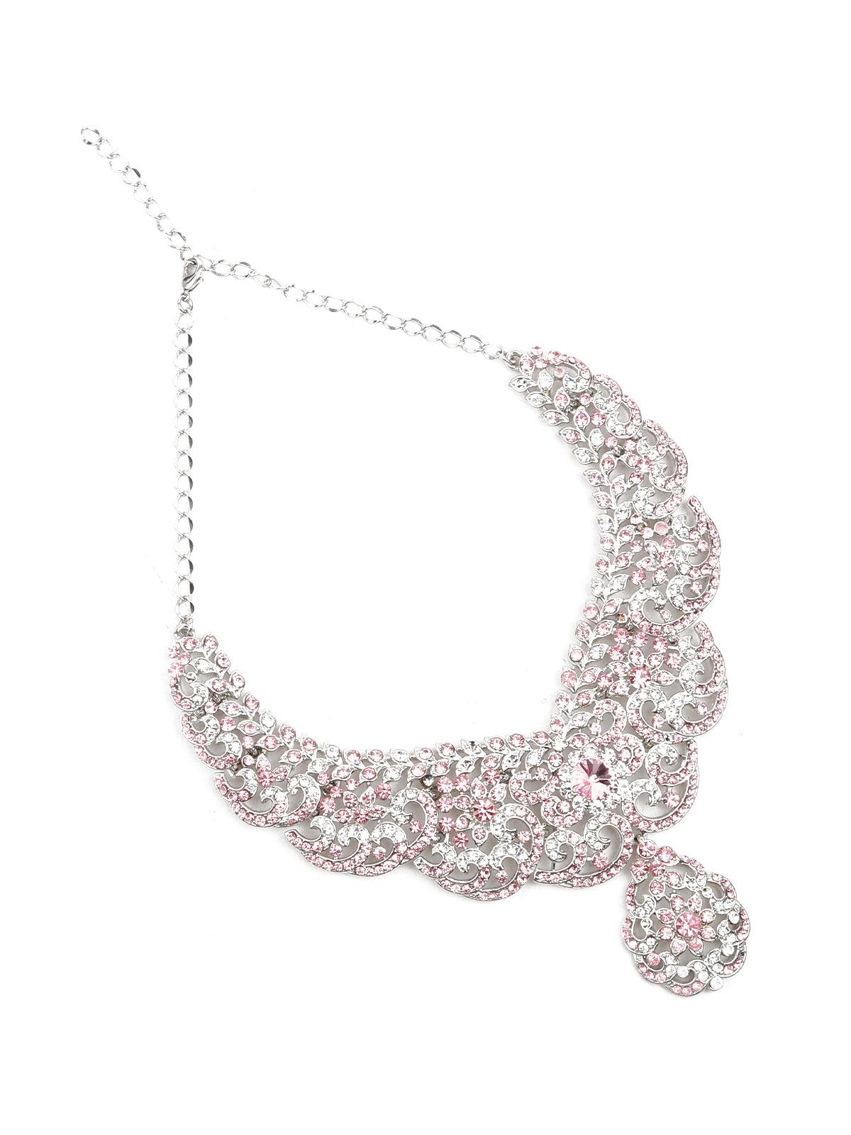 Women's Lovely White And Pink Choker Necklace - Odette