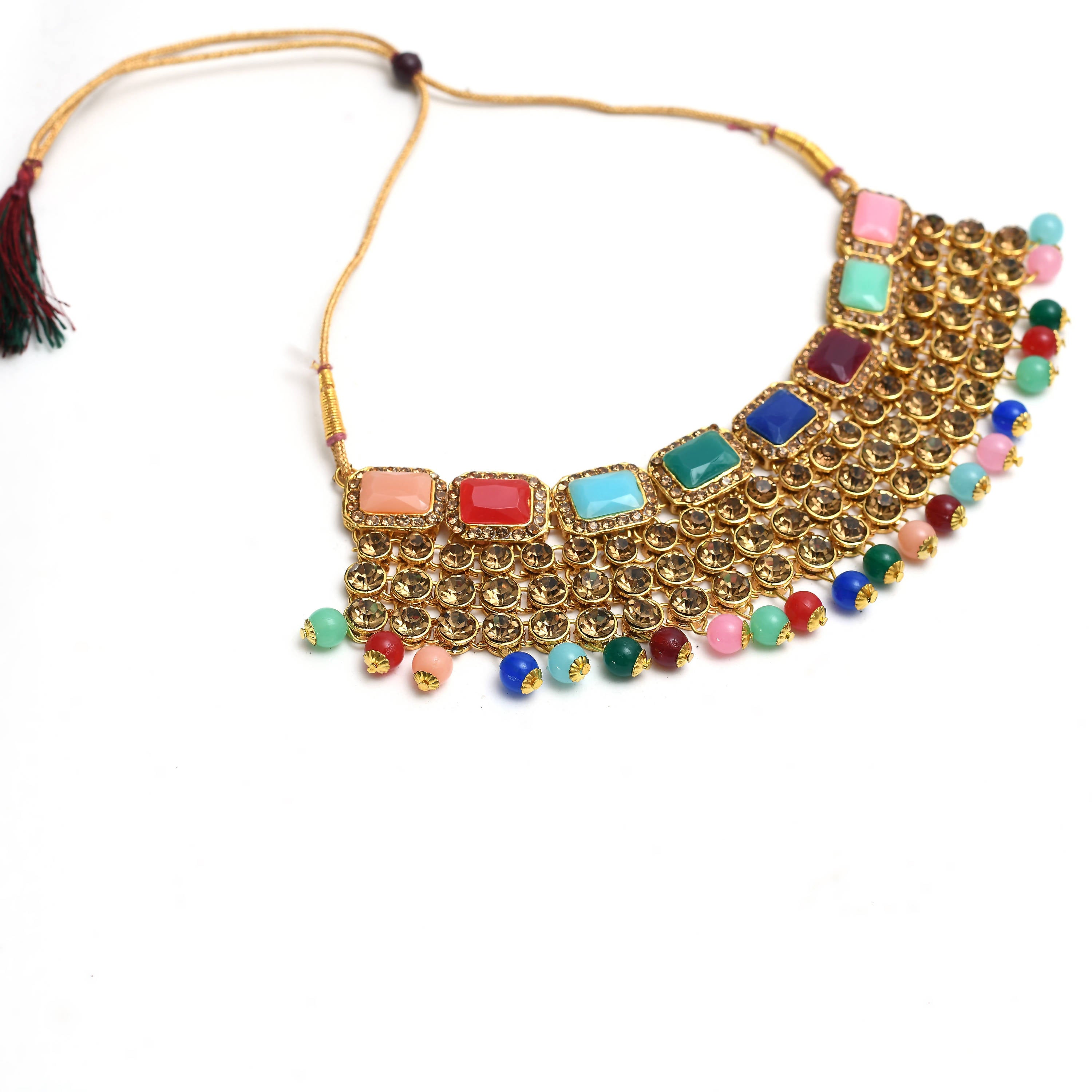 Johar Kamal Traditional Rajwadi Design Heavy Multi Color Necklace Set Jkms_038