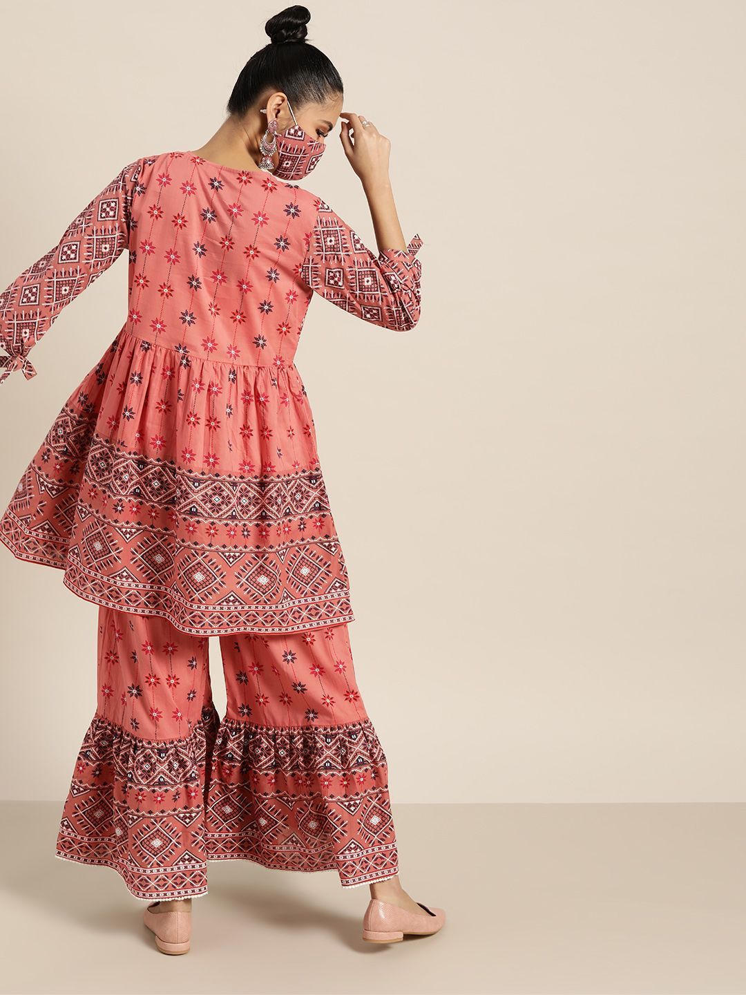 Women's Printed Flared Tunic Sharara Set - Juniper